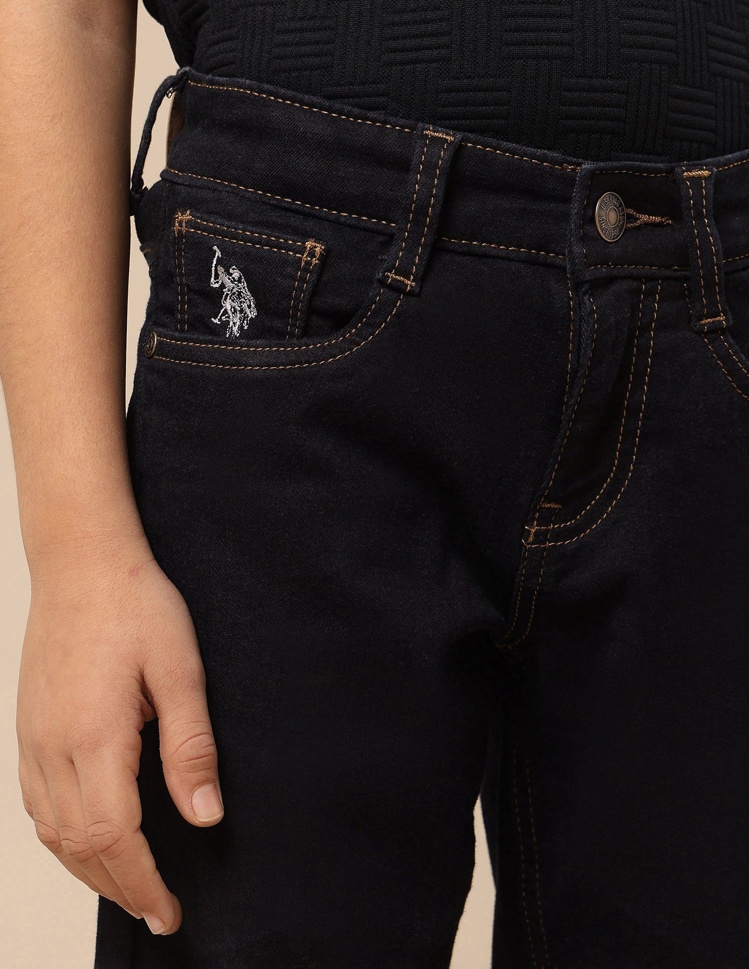 Boys Mid Rise Relaxed Fit Jeans Dark Wash - U.S. POLO ASSN. | Large