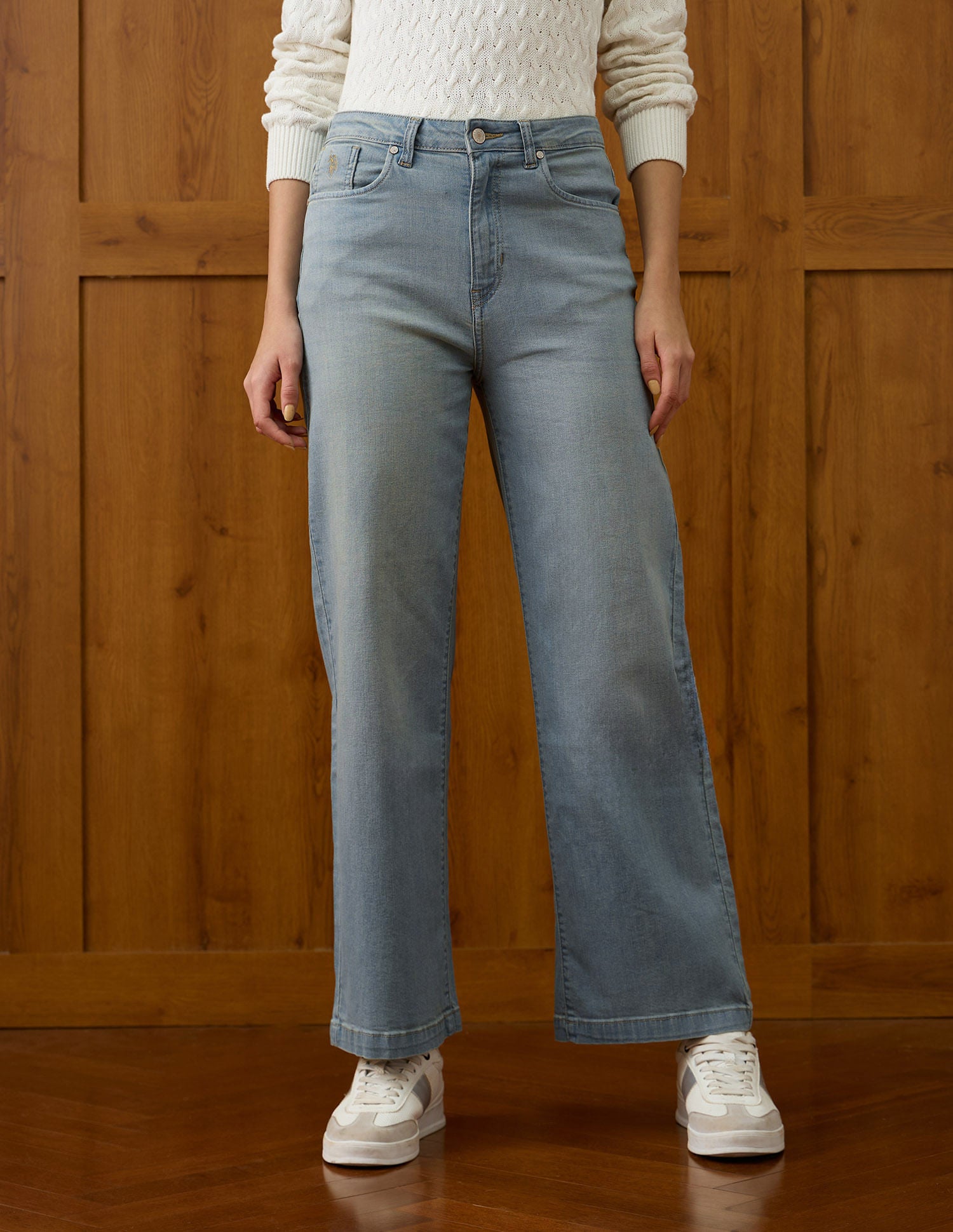 High Rise Wide Leg Fit Jeans Blue - U.S. POLO ASSN. | Large