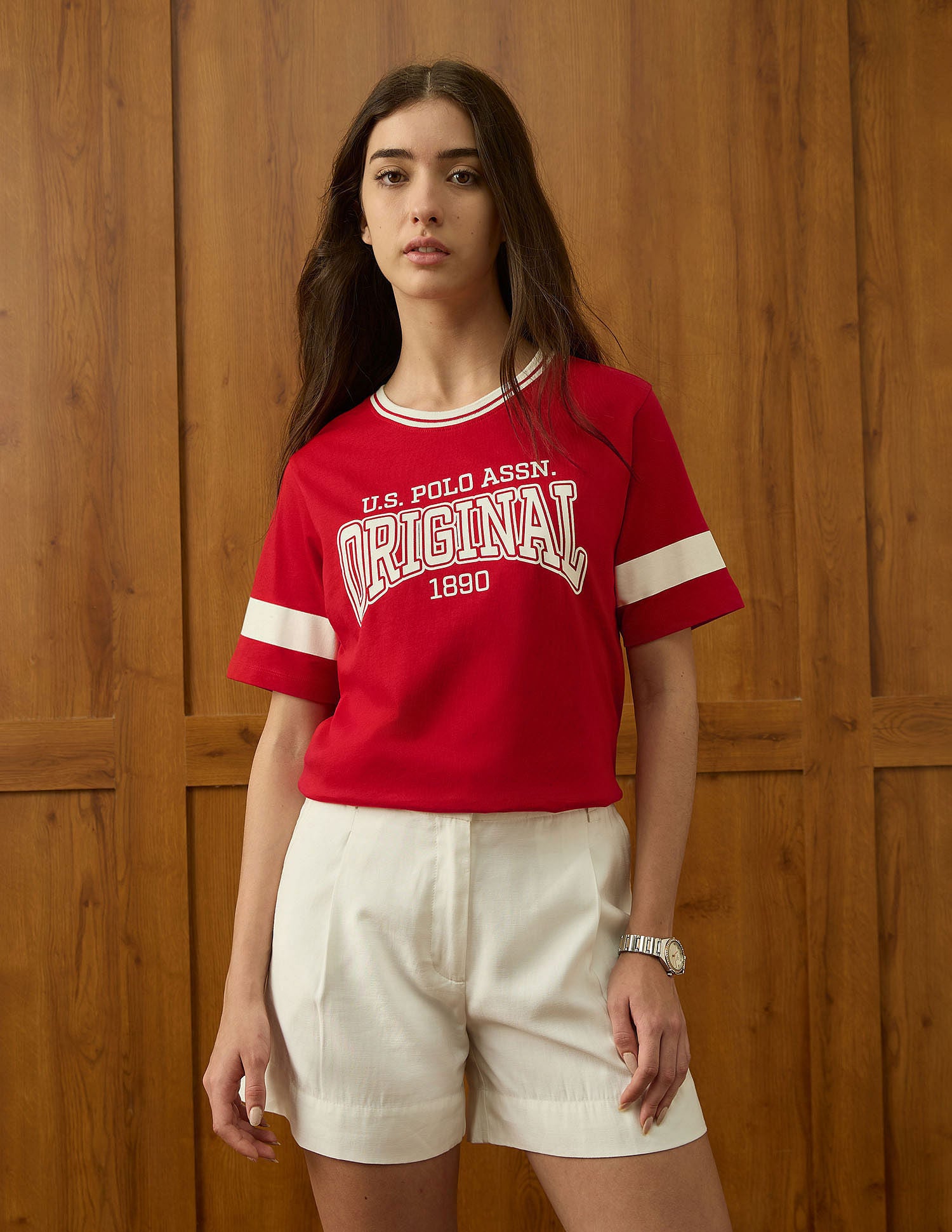 Brand Printed Boxy Fit T-Shirt Red - U.S. POLO ASSN. | Large