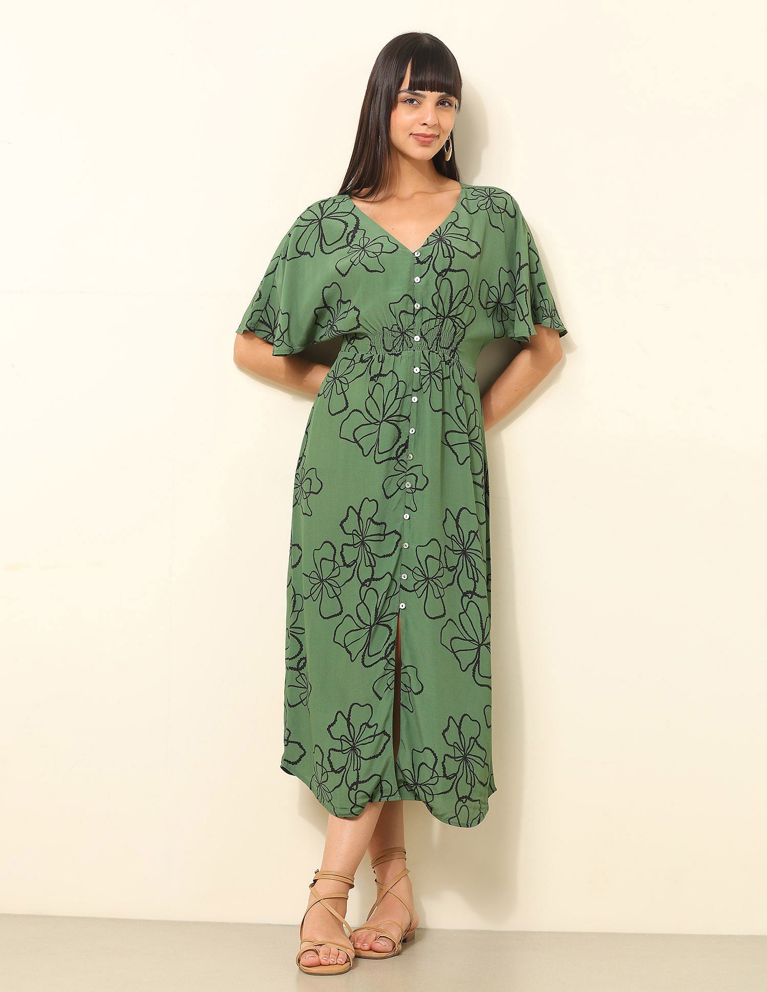 Floral Printed Fit & Flare Midi Dress Multicolour - U.S. Polo Assn. India | Large