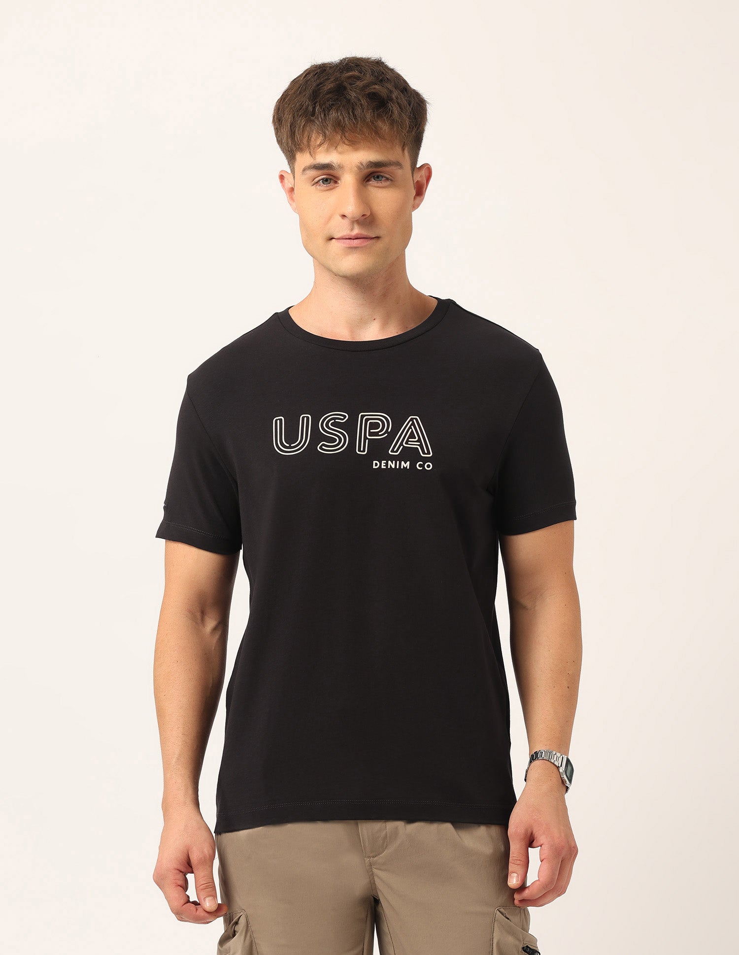 Brand Printed Muscle Fit T-Shirt Dark Brown - U.S. Polo Assn. India | Large