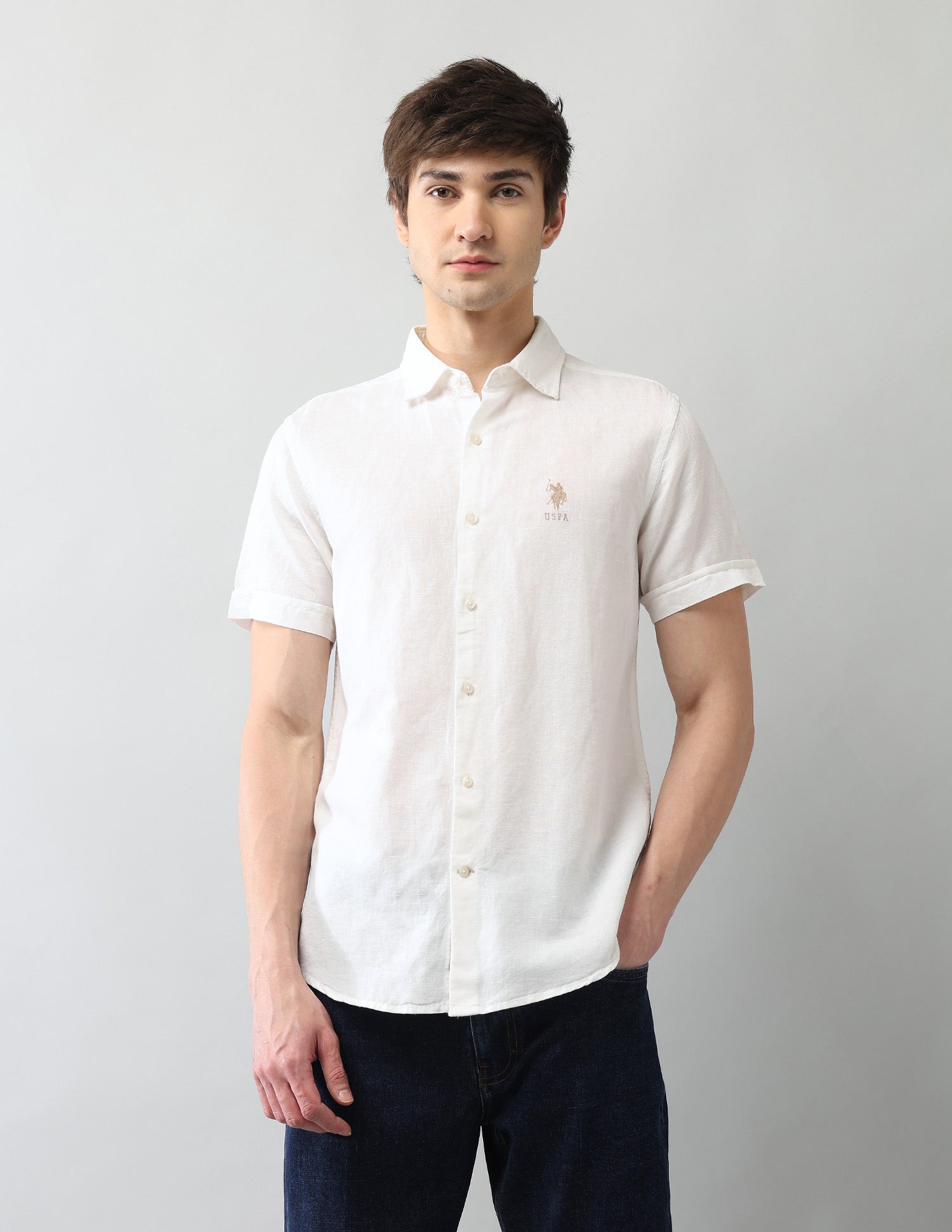 Solid Regular Fit Poplin Shirt White - U.S. Polo Assn. India | Large