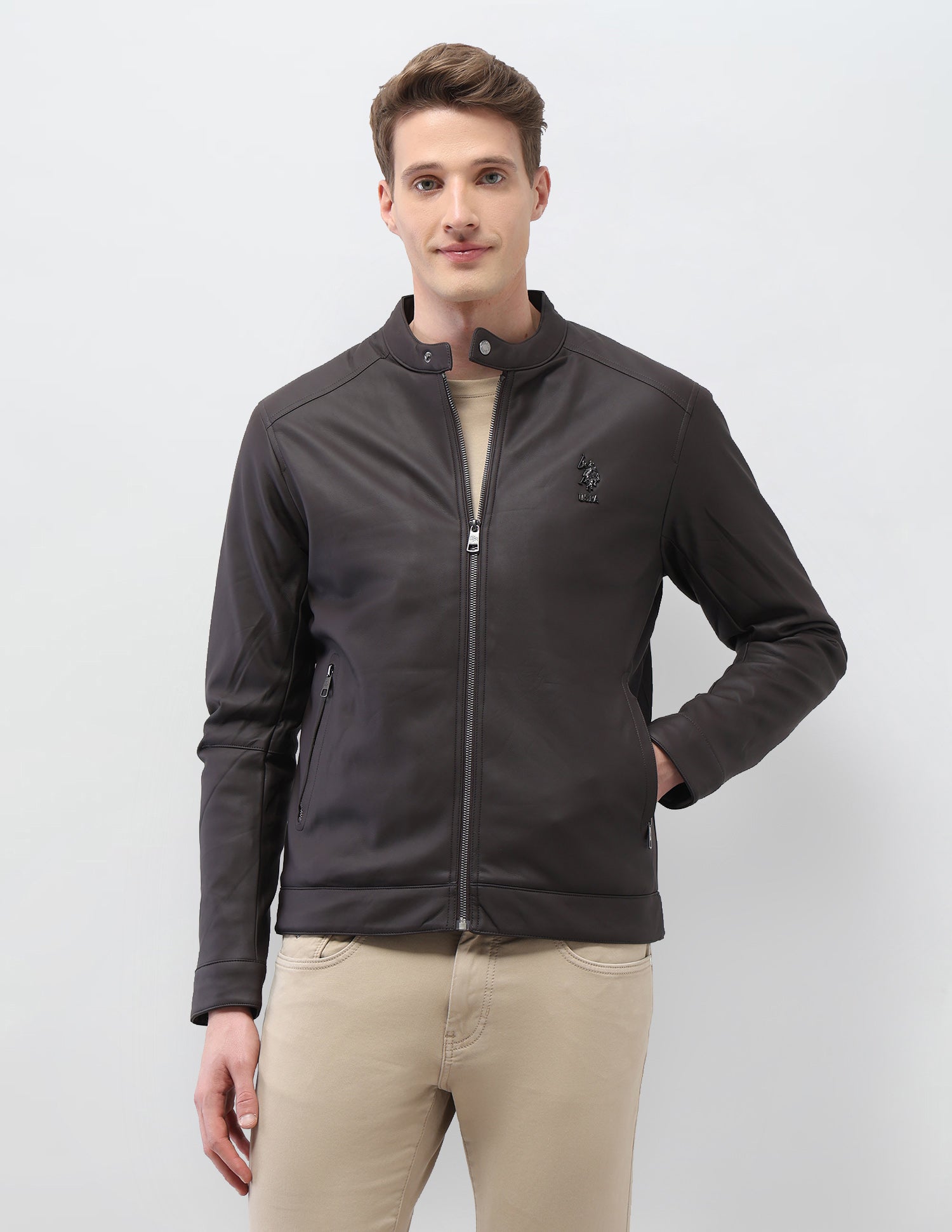 Solid Regular Fit Jacket Dark Grey - U.S. Polo Assn. India | Large