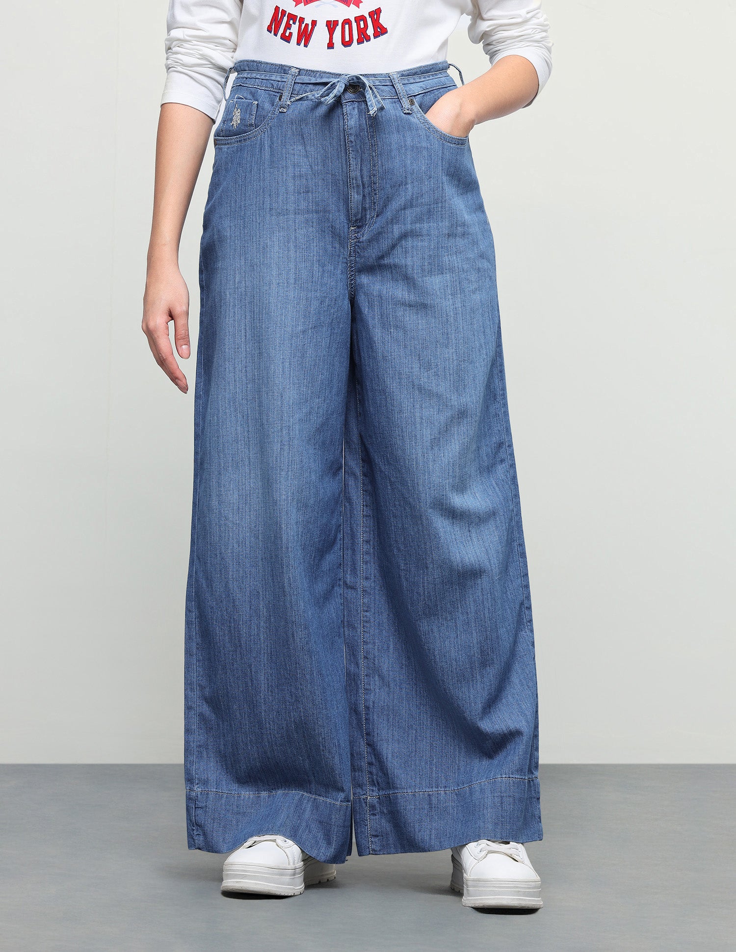 Wide Leg Fit Blue Jeans Blue - U.S. Polo Assn. India | Large