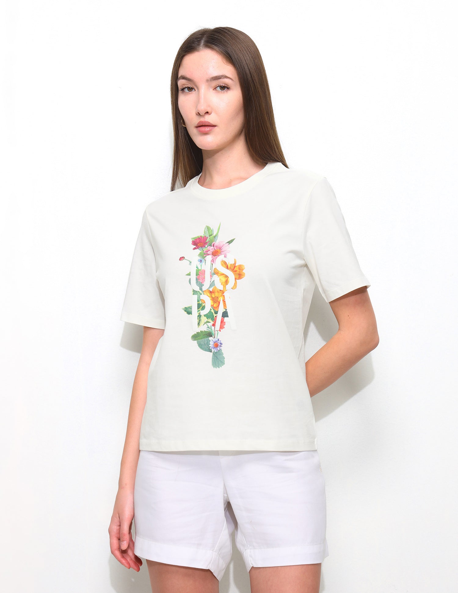 Digital Hd Floral Printed Boxy Fit T-Shirt Off White - U.S. Polo Assn. India | Large