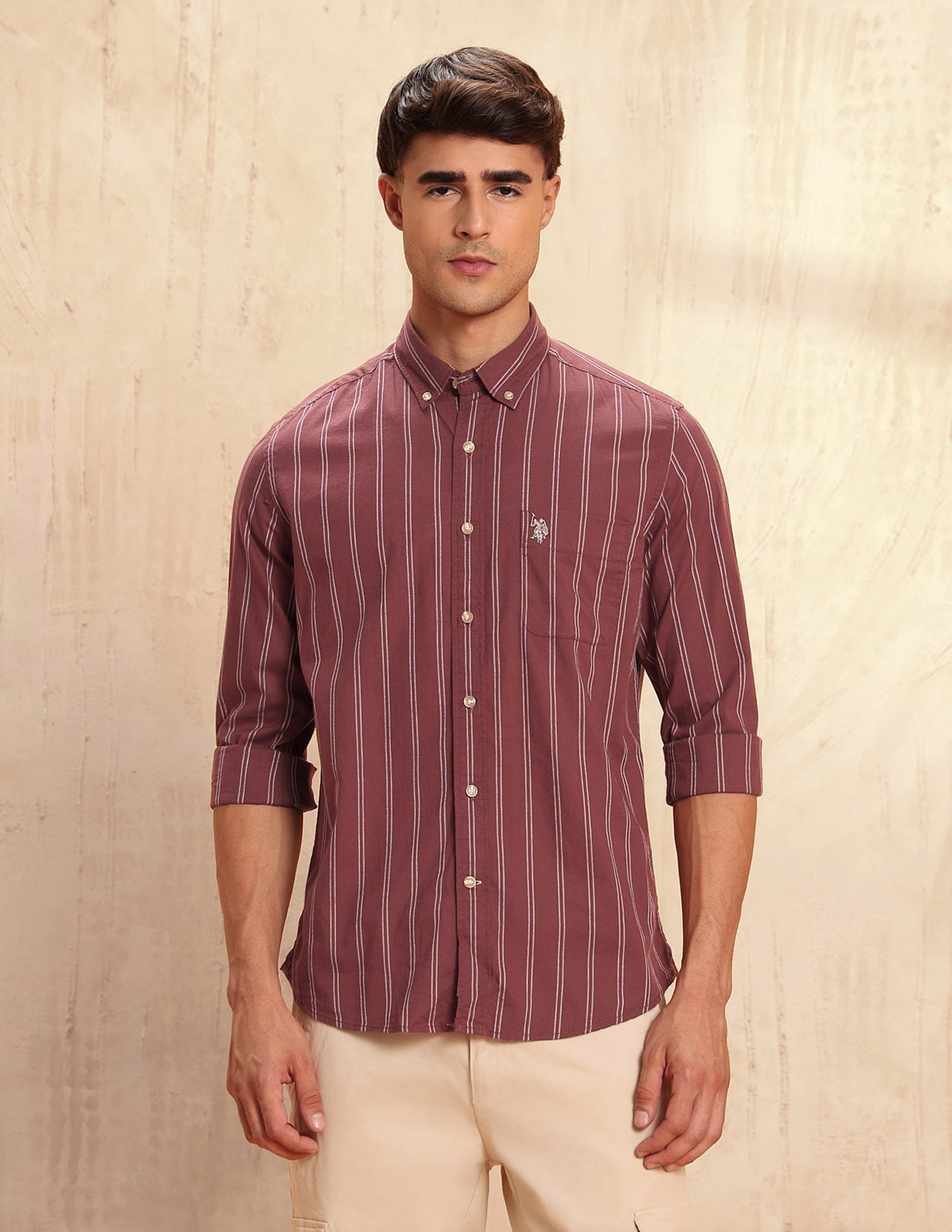 Vertical Striped Legend Of Horseshoe Shirt Rust - U.S. POLO ASSN. | Large