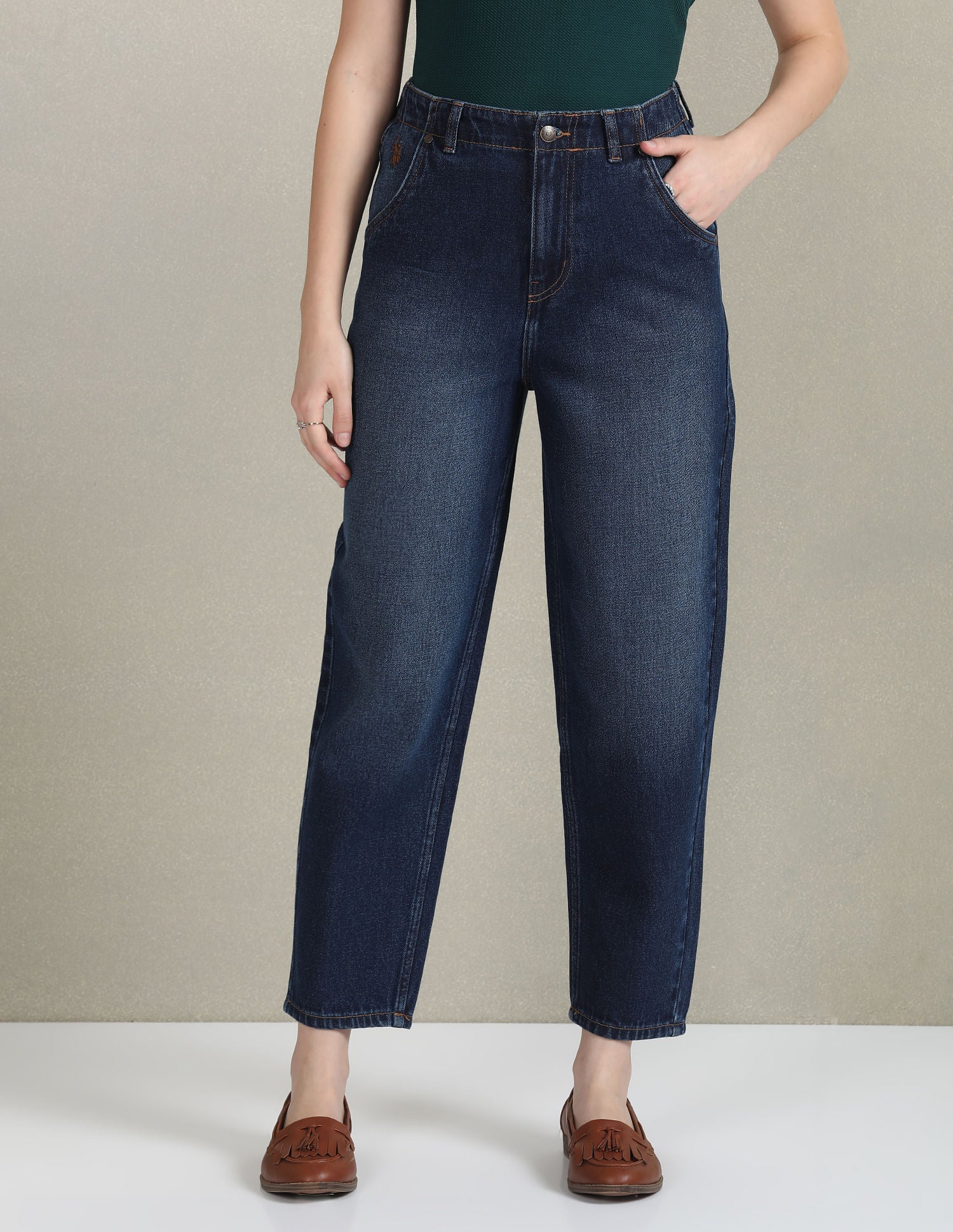 High Rise Carrot Fit Jeans Blue - U.S. Polo Assn. India | Large