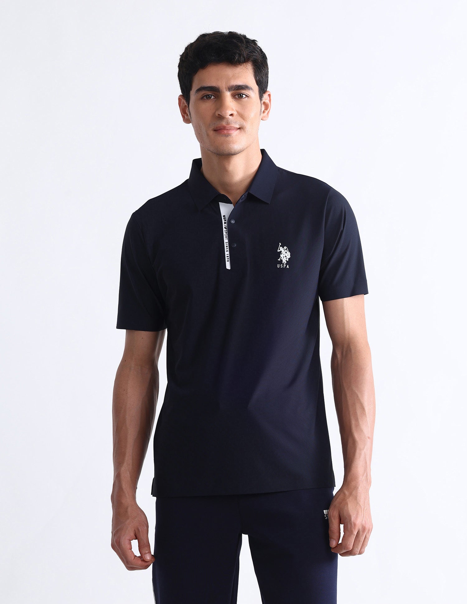 Solid Slim Fit Polo Shirt Navy - U.S. Polo Assn. India | Large