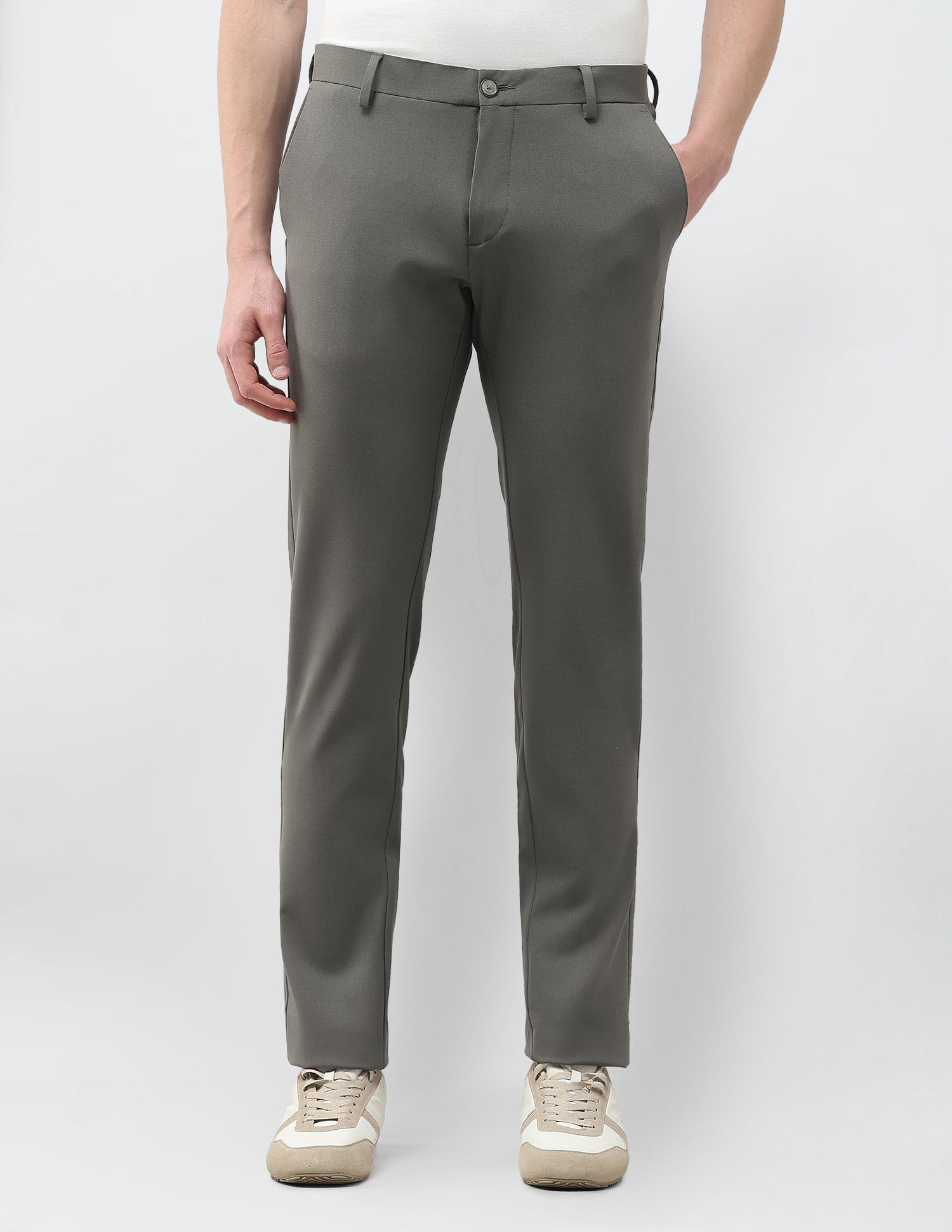 Denver Slim Fit Mid Rise Trousers Mid Green - U.S. Polo Assn. India | Large