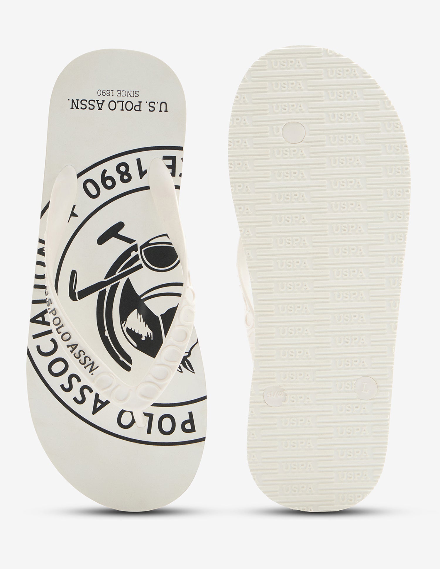Alabi Brand Printed Flip Flops White - U.S. Polo Assn. India | Large
