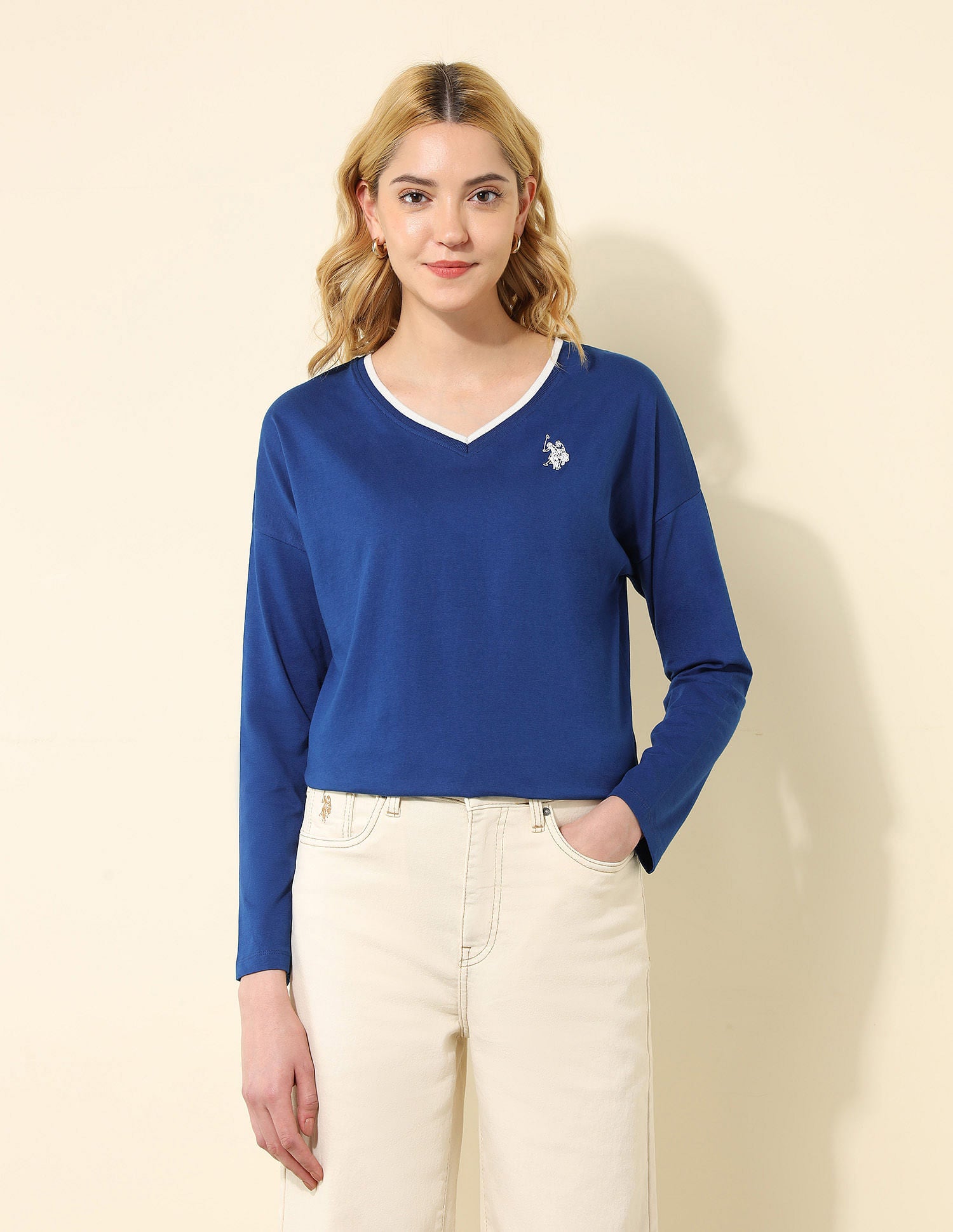 Oversized Fit Solid T-Shirt Royal Blue - U.S. POLO ASSN. | Large