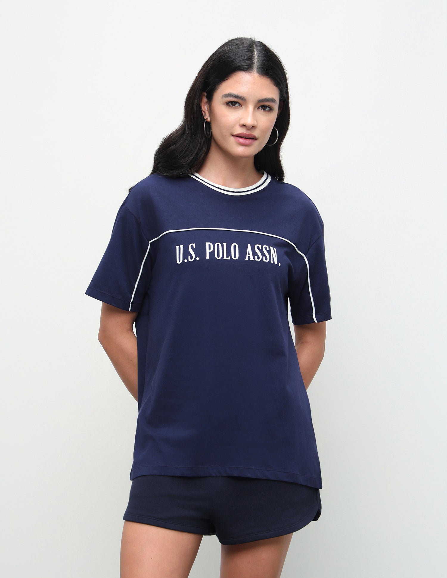 Brand Printed Regular Fit T-Shirt Navy - U.S. Polo Assn. India | Large