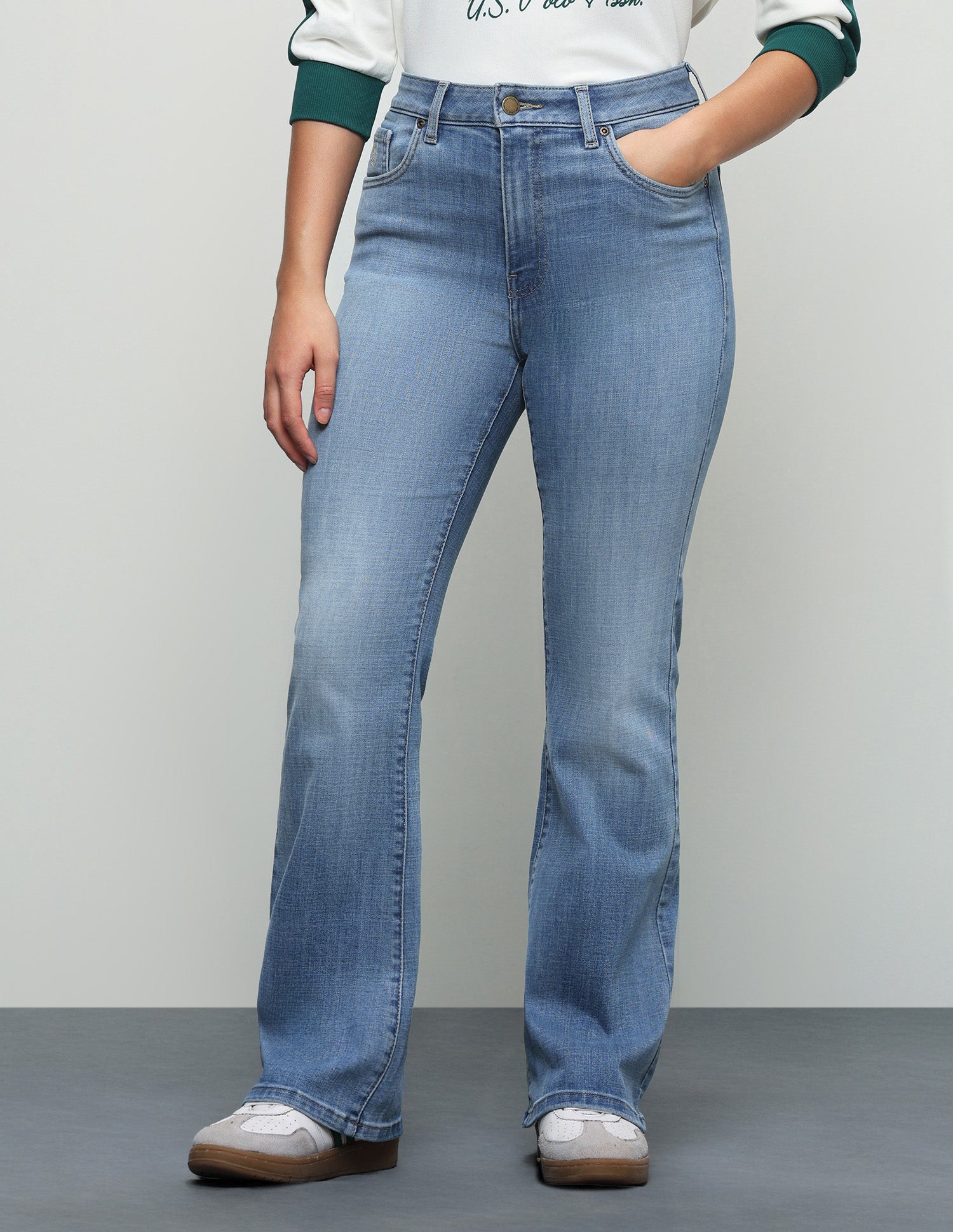 High Rise Bootcut Fit Jeans Light Blue - U.S. Polo Assn. India | Large
