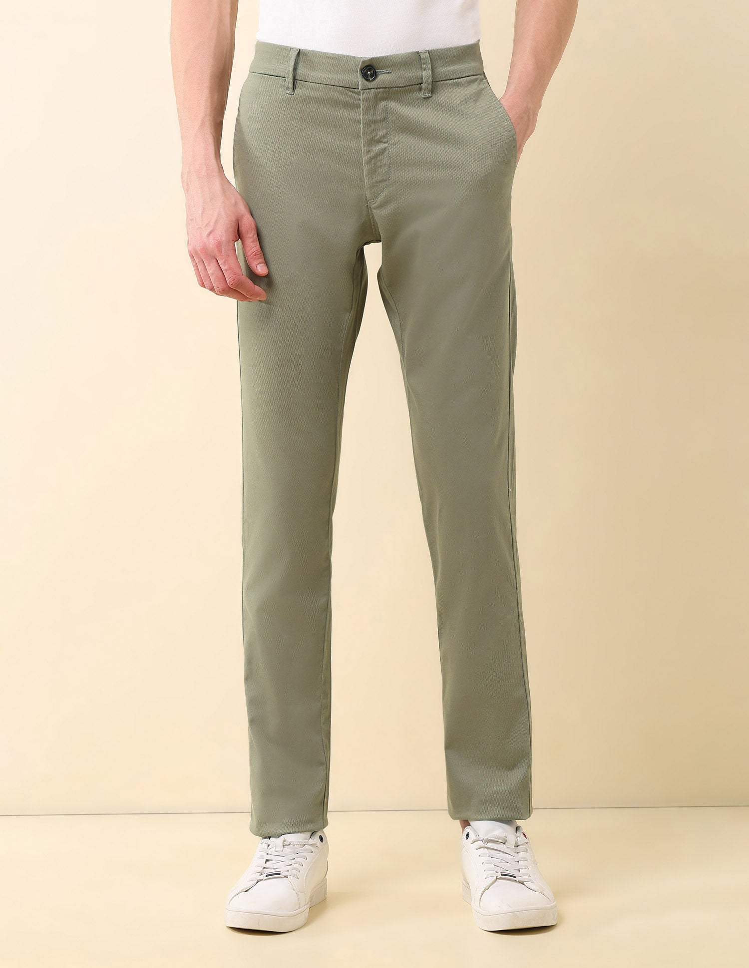 Mid Rise Denver Slim Fit Trousers Light Olive - U.S. Polo Assn. India | Large