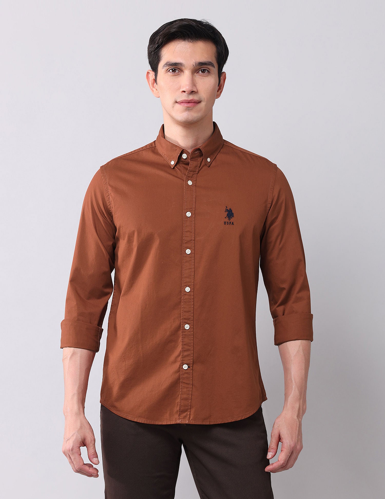 Regular Fit Twill Solid Shirt Rust - U.S. POLO ASSN. | Large