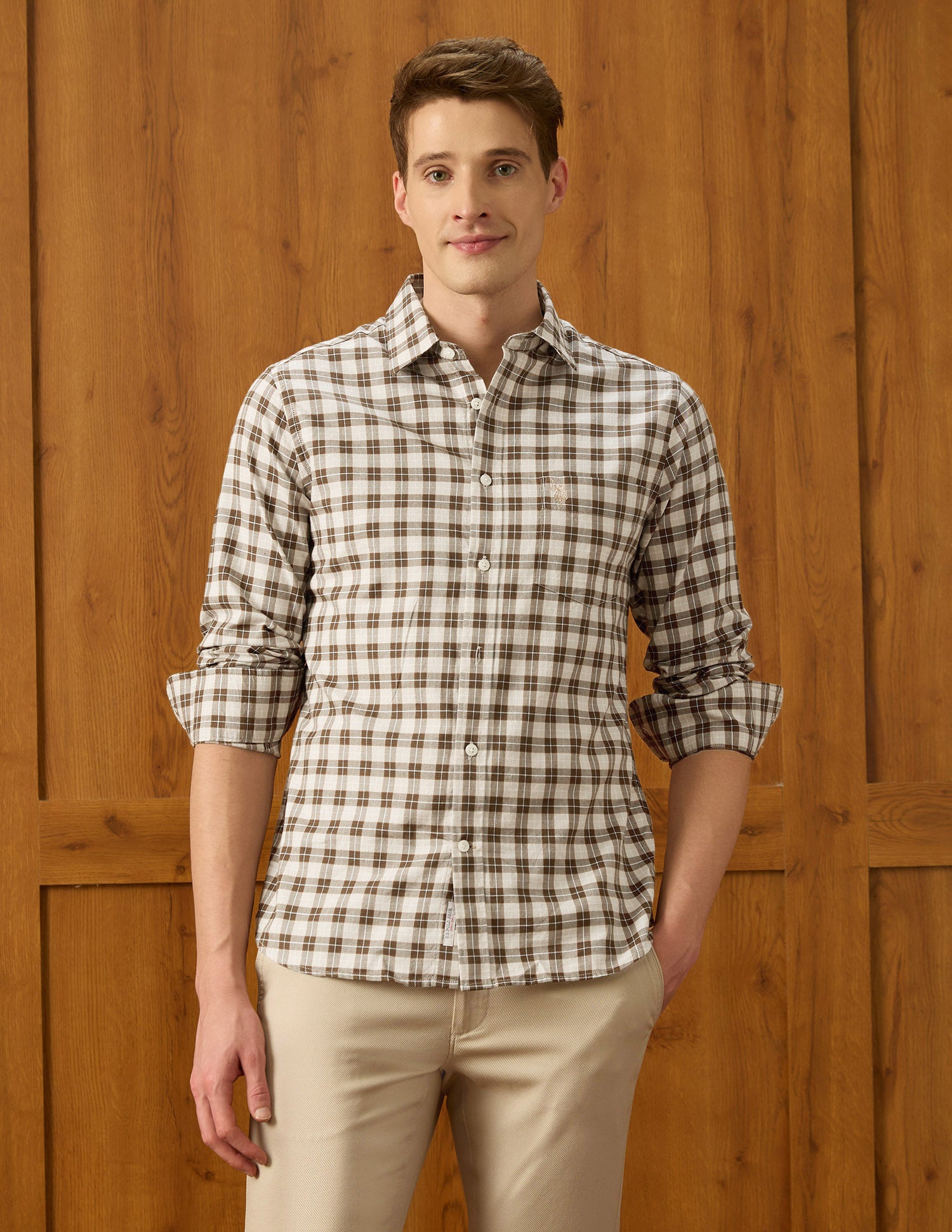 Equestrian Sports @ Elevnado Plaid Checked Shirt Khaki - U.S. Polo Assn. India | Large