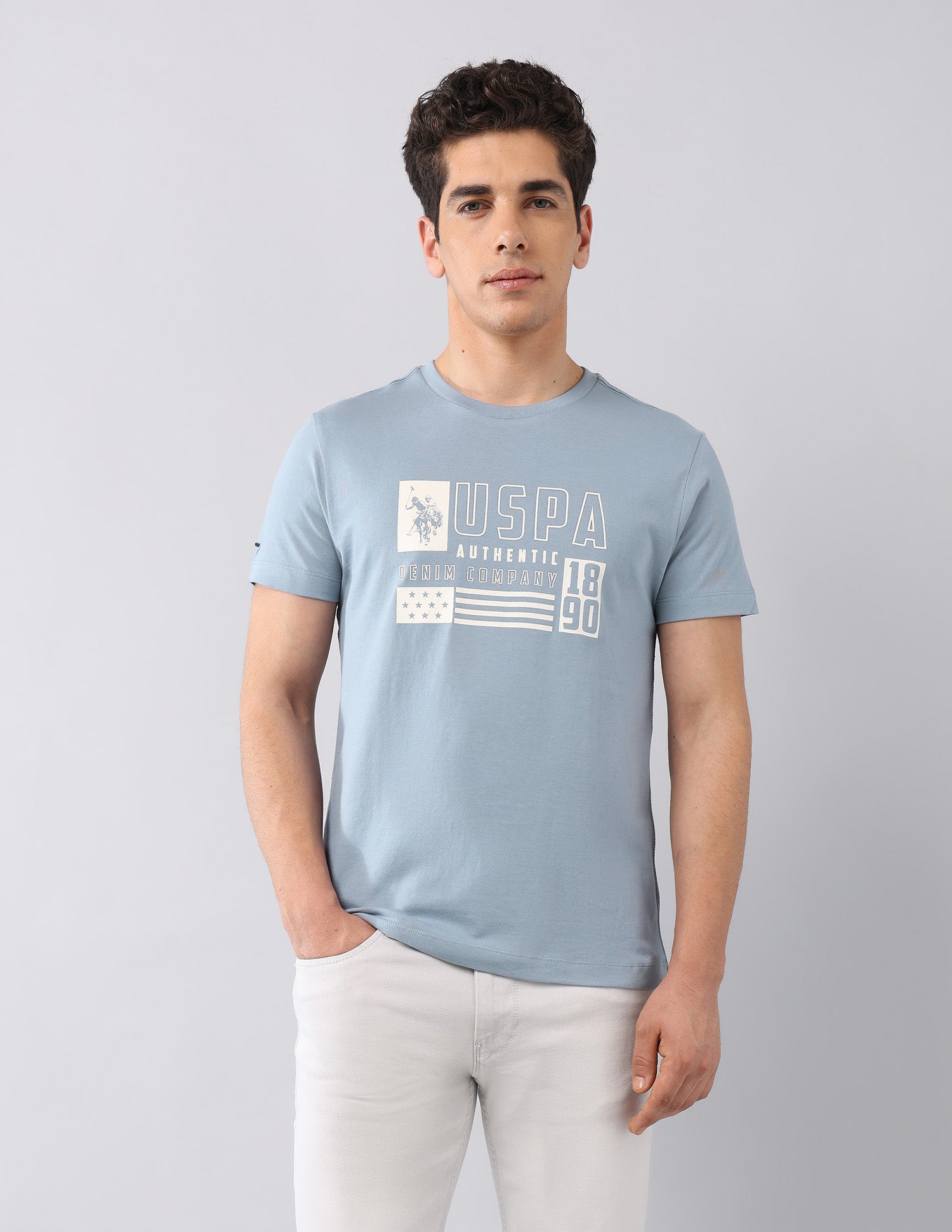 Brand Printed Summer In Med T-Shirt Blue - U.S. Polo Assn. India | Large