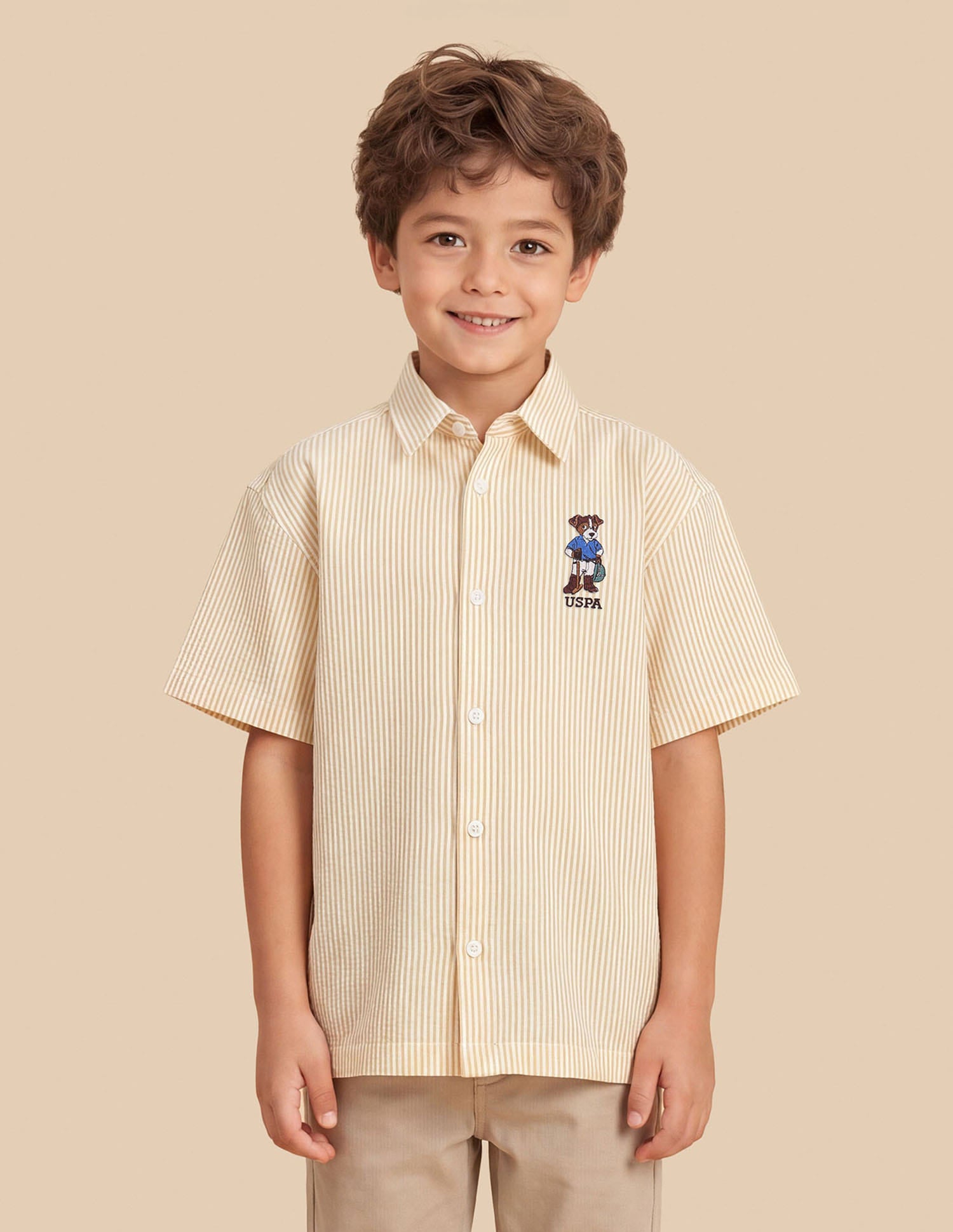 Vertical Striped Boxy Fit Shirt Mustard - U.S. Polo Assn. India | Large