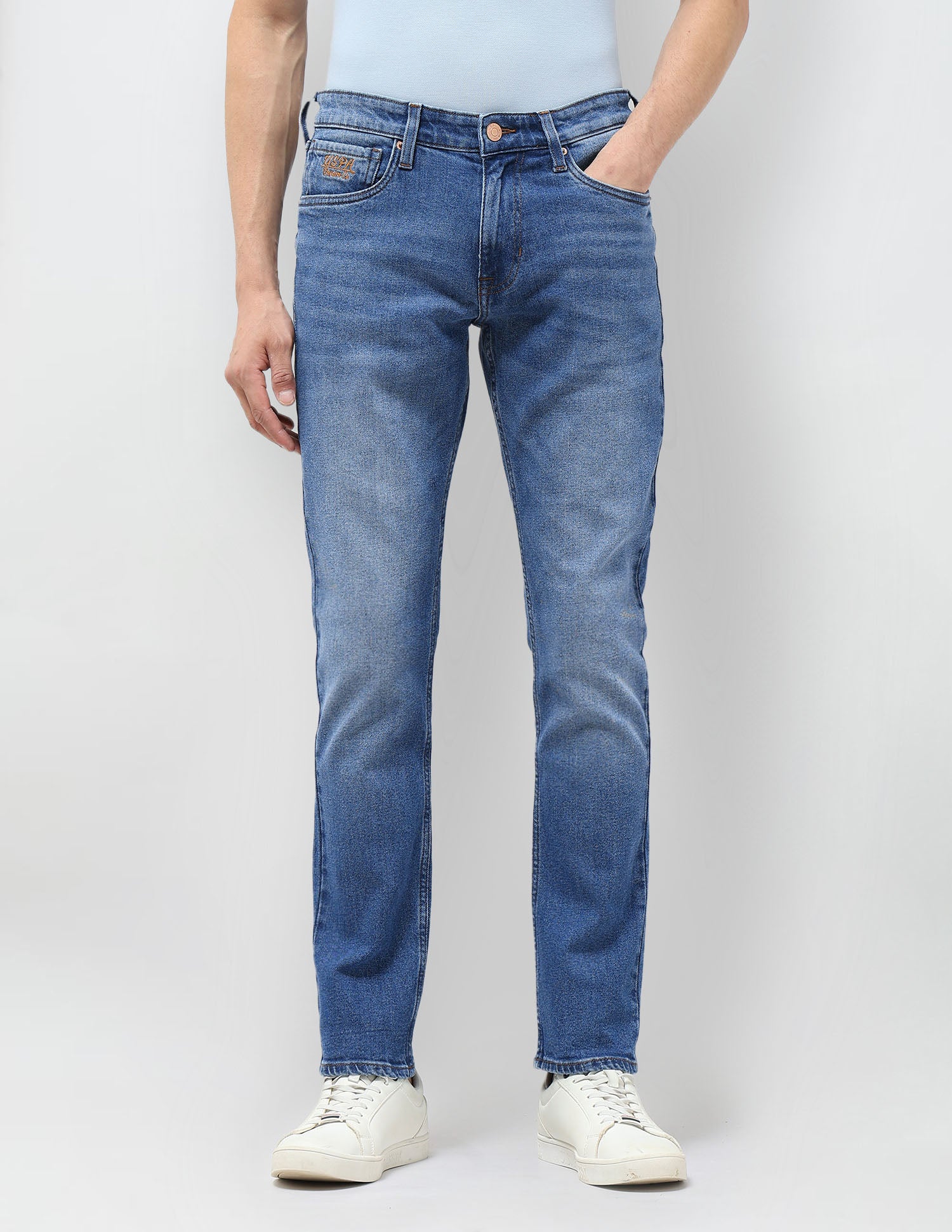 Brandon Slim Tapered Fit Blue Jeans Med Blue - U.S. POLO ASSN. | Large