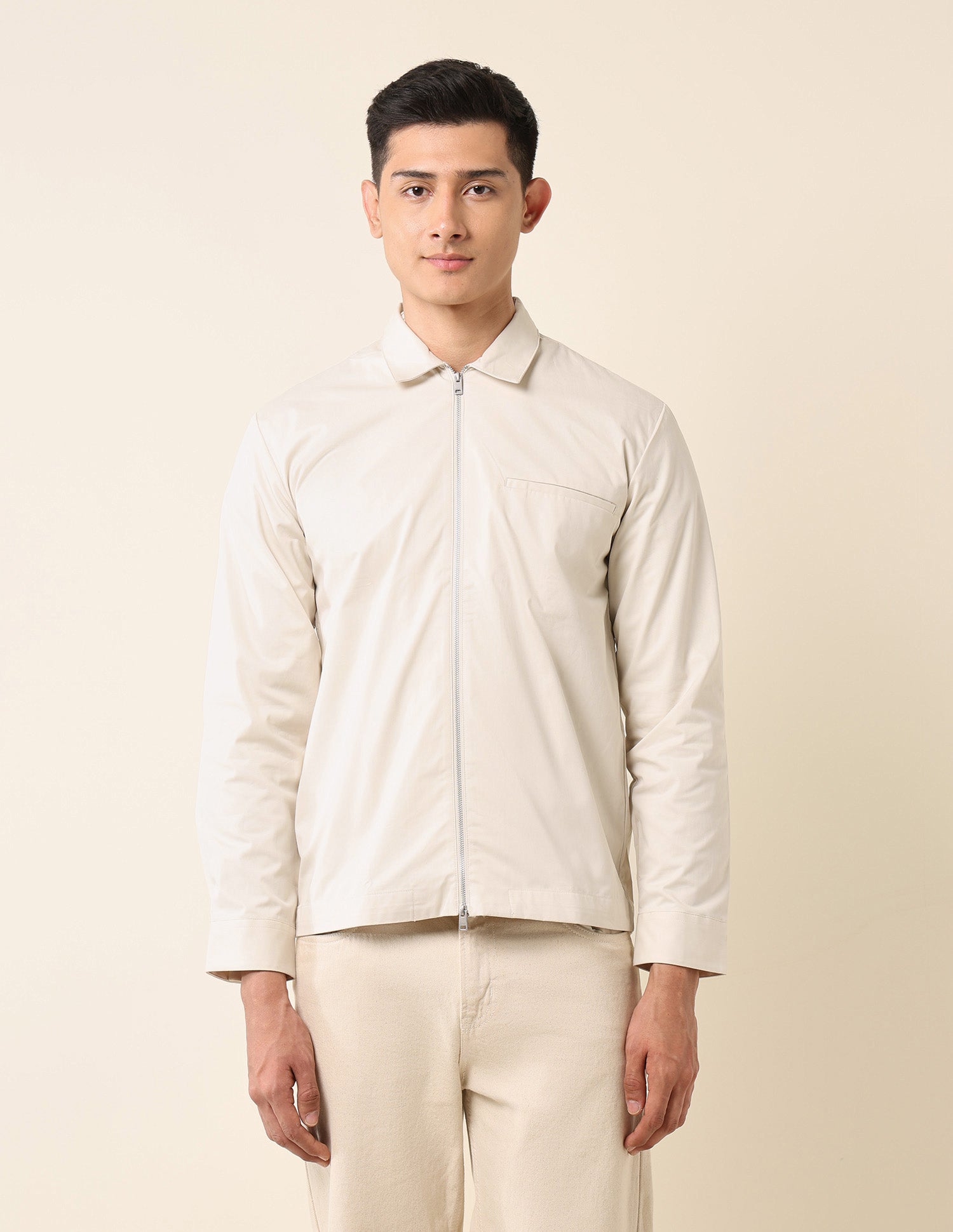 Solid Regular Fit Shacket Ecru - U.S. POLO ASSN. | Large