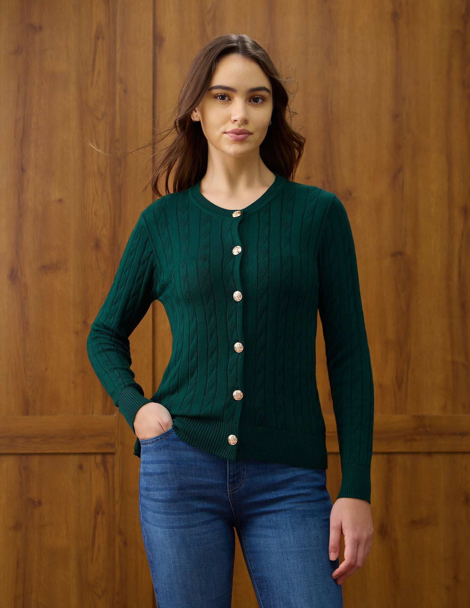 Patterned Knit Regular Fit Sweater Green - U.S. POLO ASSN. | Large