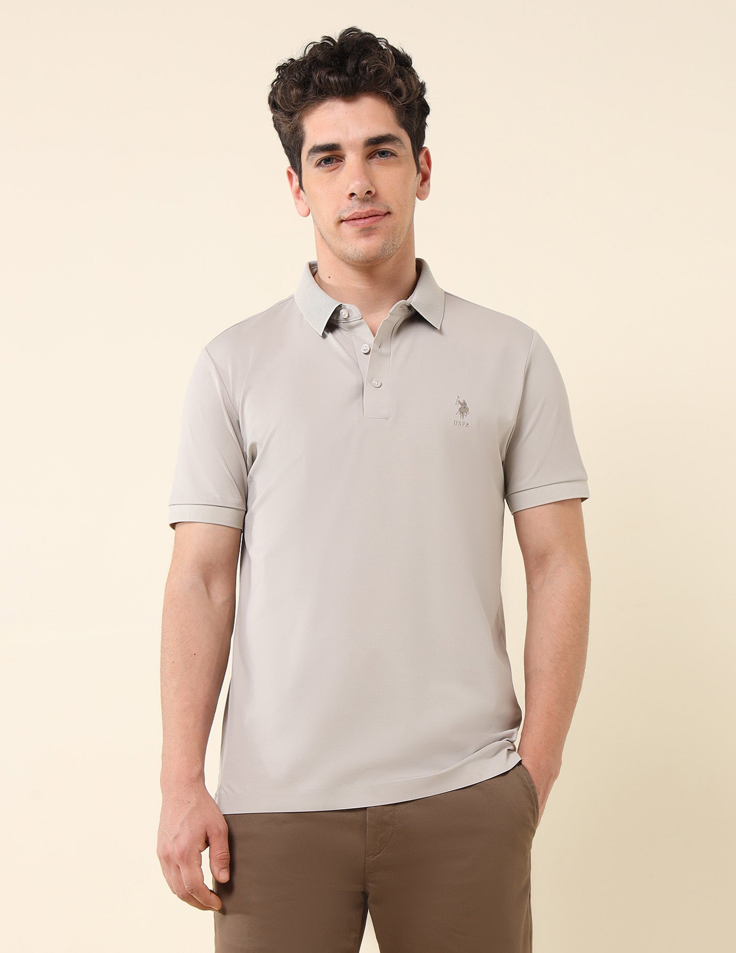 Solid Gentleman's Club Polo Shirt Grey - U.S. Polo Assn. India | Large