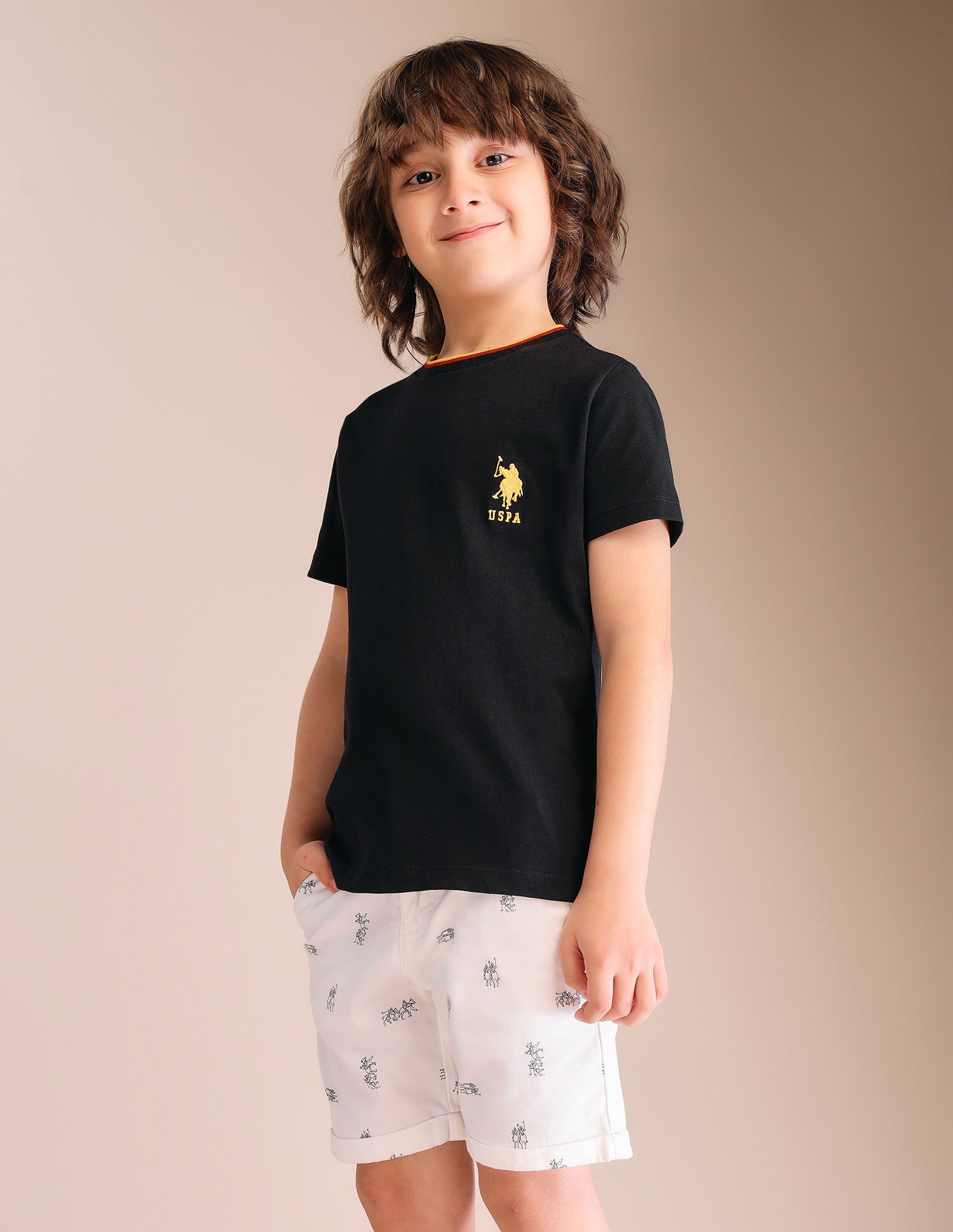 Boys Solid Regular Fit T-Shirt - Pack Of 2 Black and Red - U.S. POLO ASSN. | Large