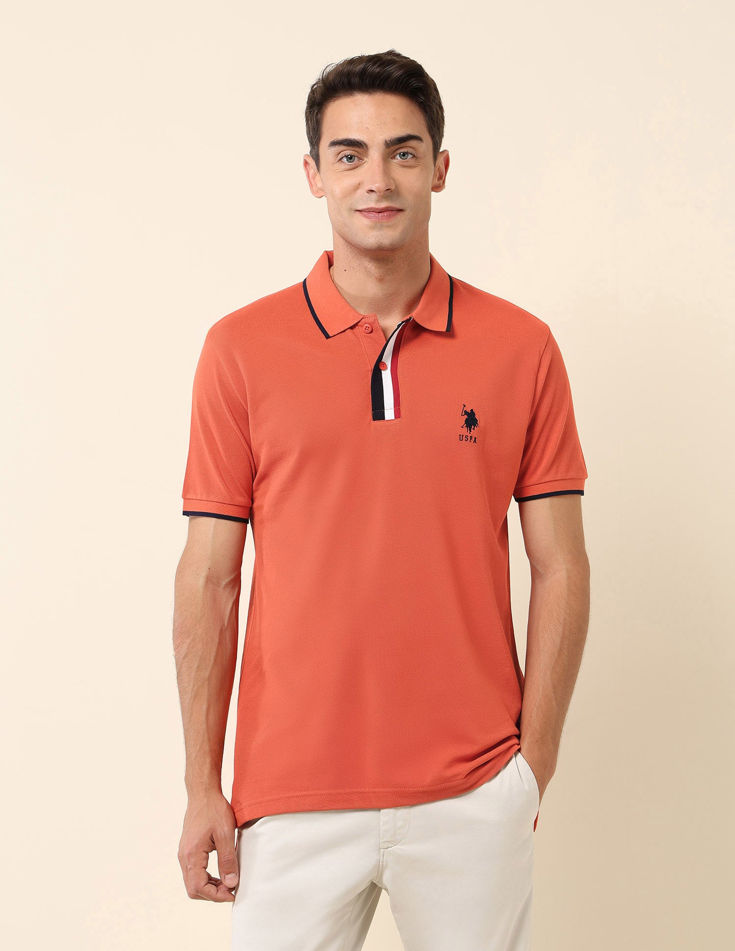 Pure Cotton Slim Fit Polo Shirt Red - U.S. Polo Assn. India | Large