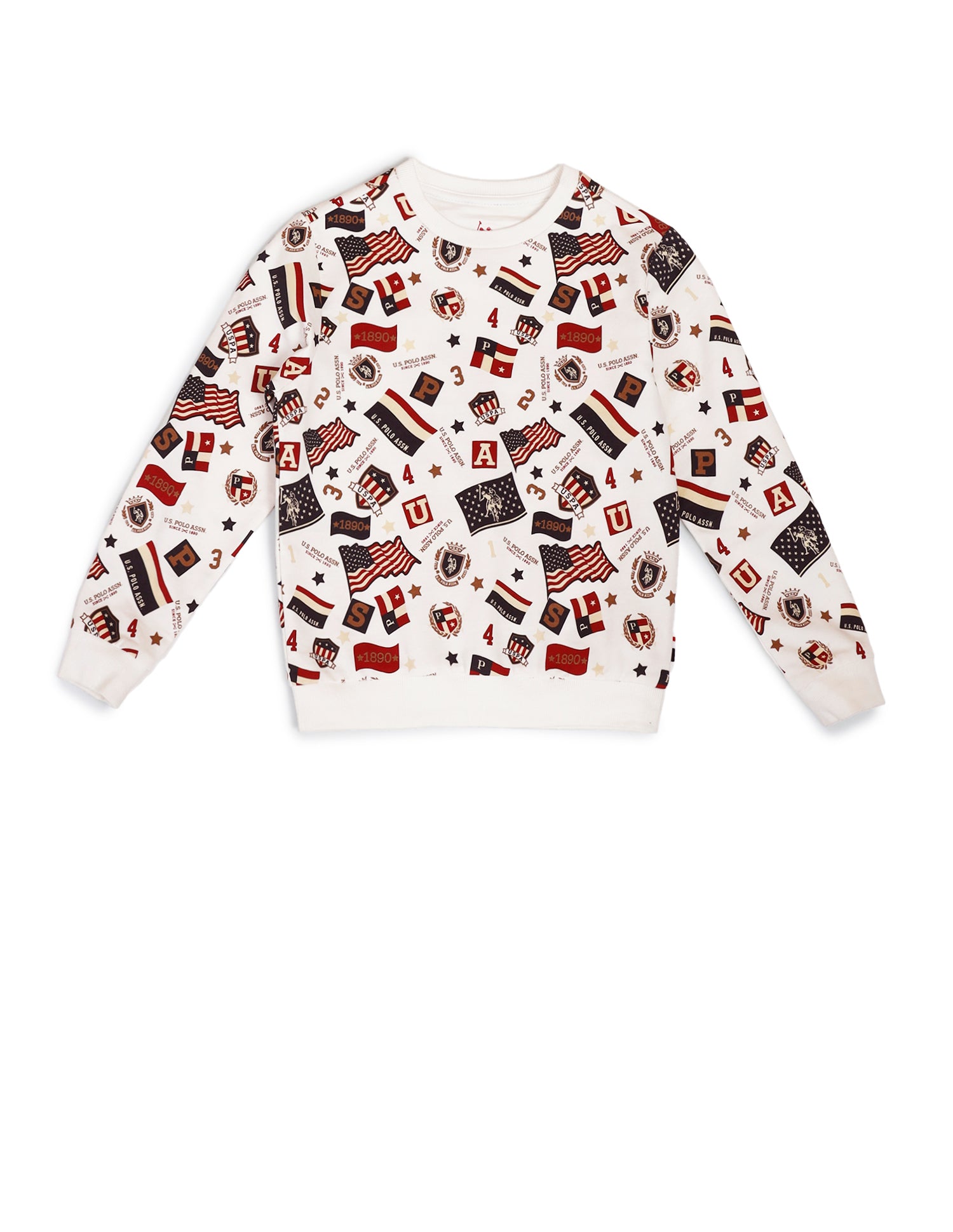 Boys Graphic Printed Cotton Sweatshirt Ivory - U.S. POLO ASSN. | Large