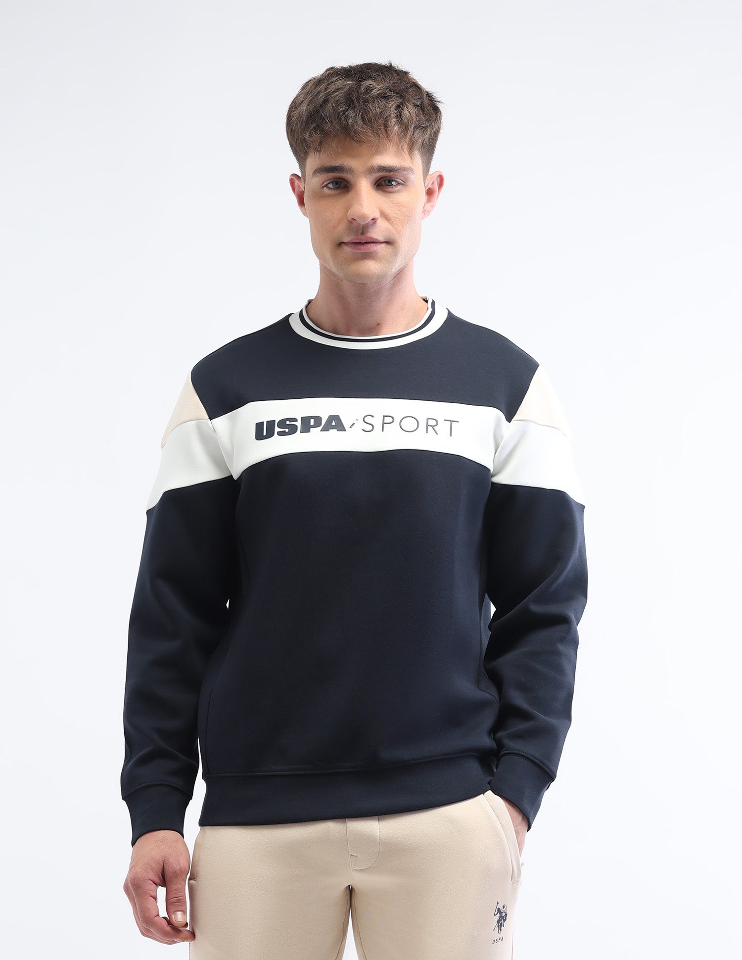 Brand Printed Gorpcore Sweatshirt Navy - U.S. Polo Assn. India | Large