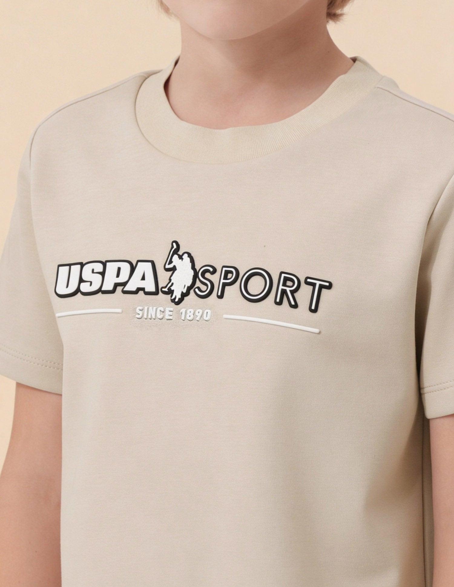 Brand Embossed Regular Fit Polo Shirt Beige - U.S. Polo Assn. India | Large