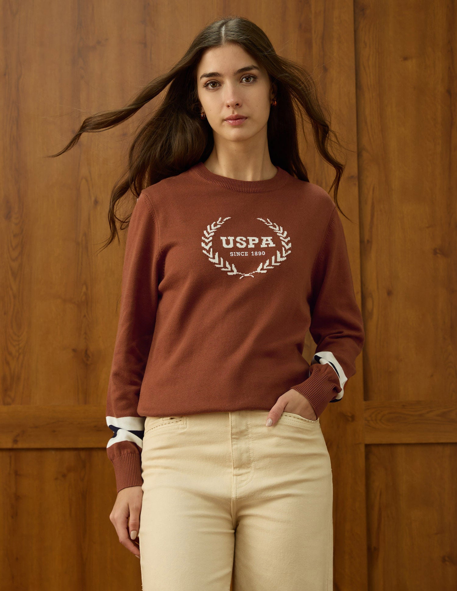 Brand Printed Relaxed Fit Sweater Yellow - U.S. POLO ASSN. | Large