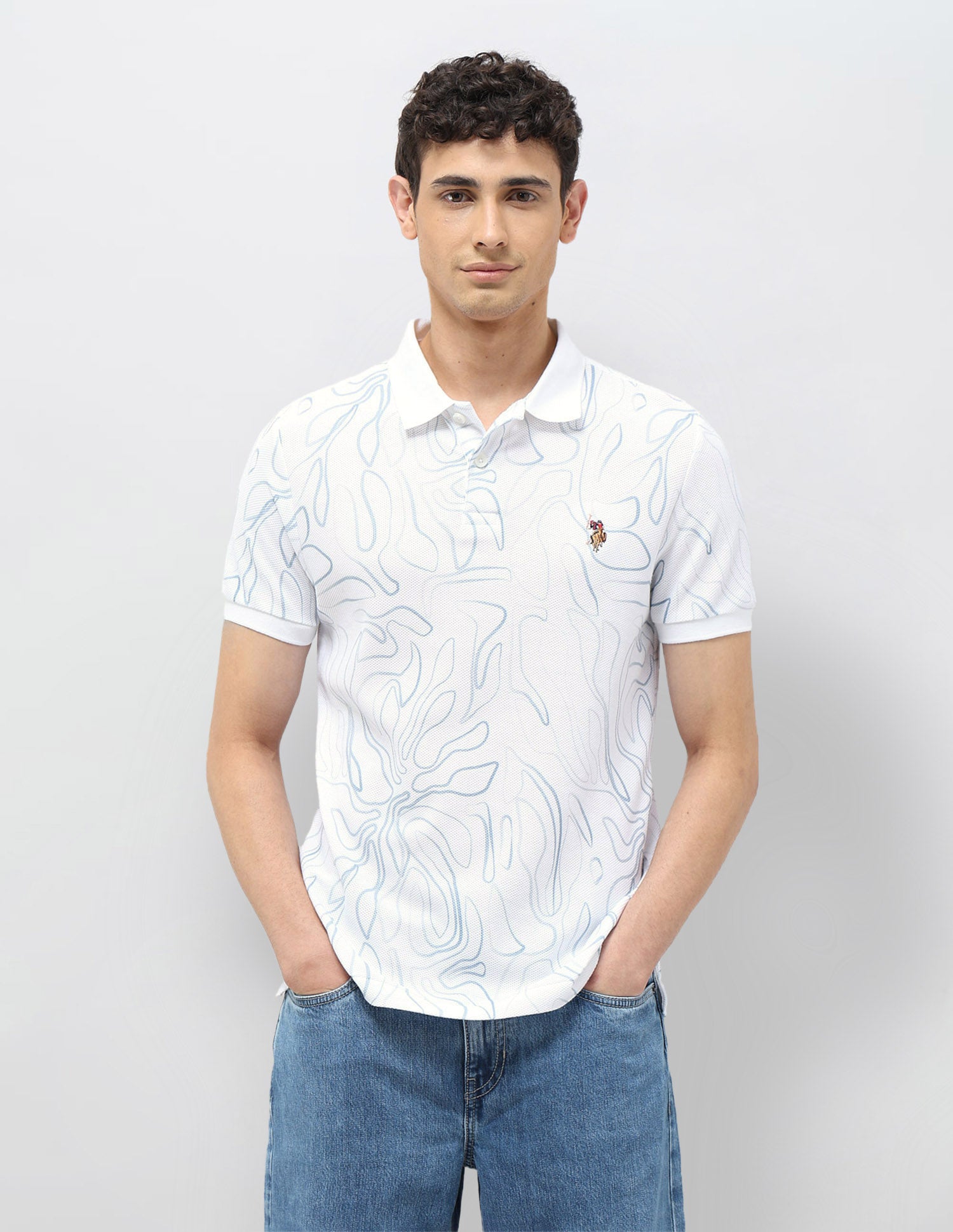 Abstract Printed Regular Fit Polo shirt White - U.S. POLO ASSN. | Large
