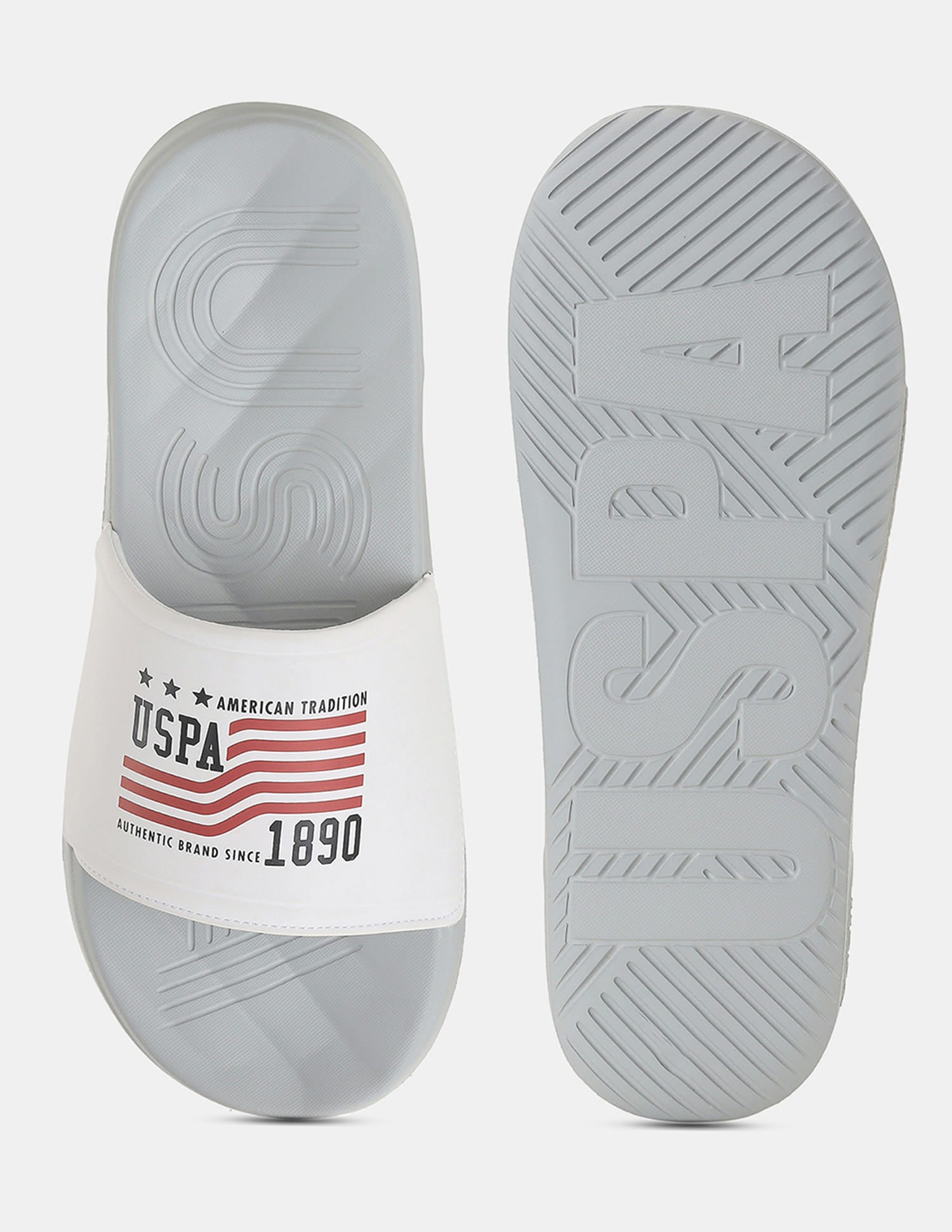 Men Eva Axer Slippers Light Grey - U.S. Polo Assn. India | Large
