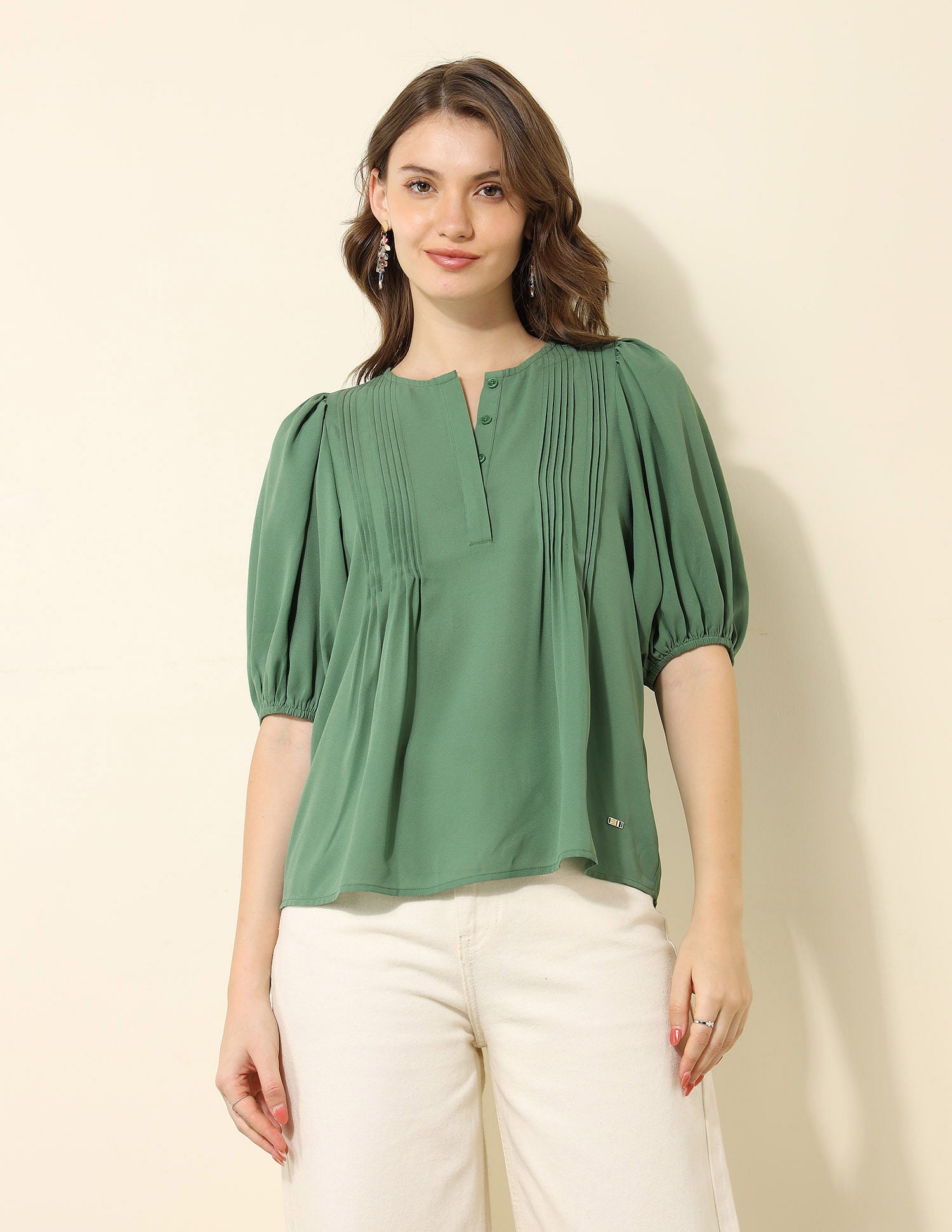 Pintucked Regular Fit Top Green - U.S. POLO ASSN. | Large