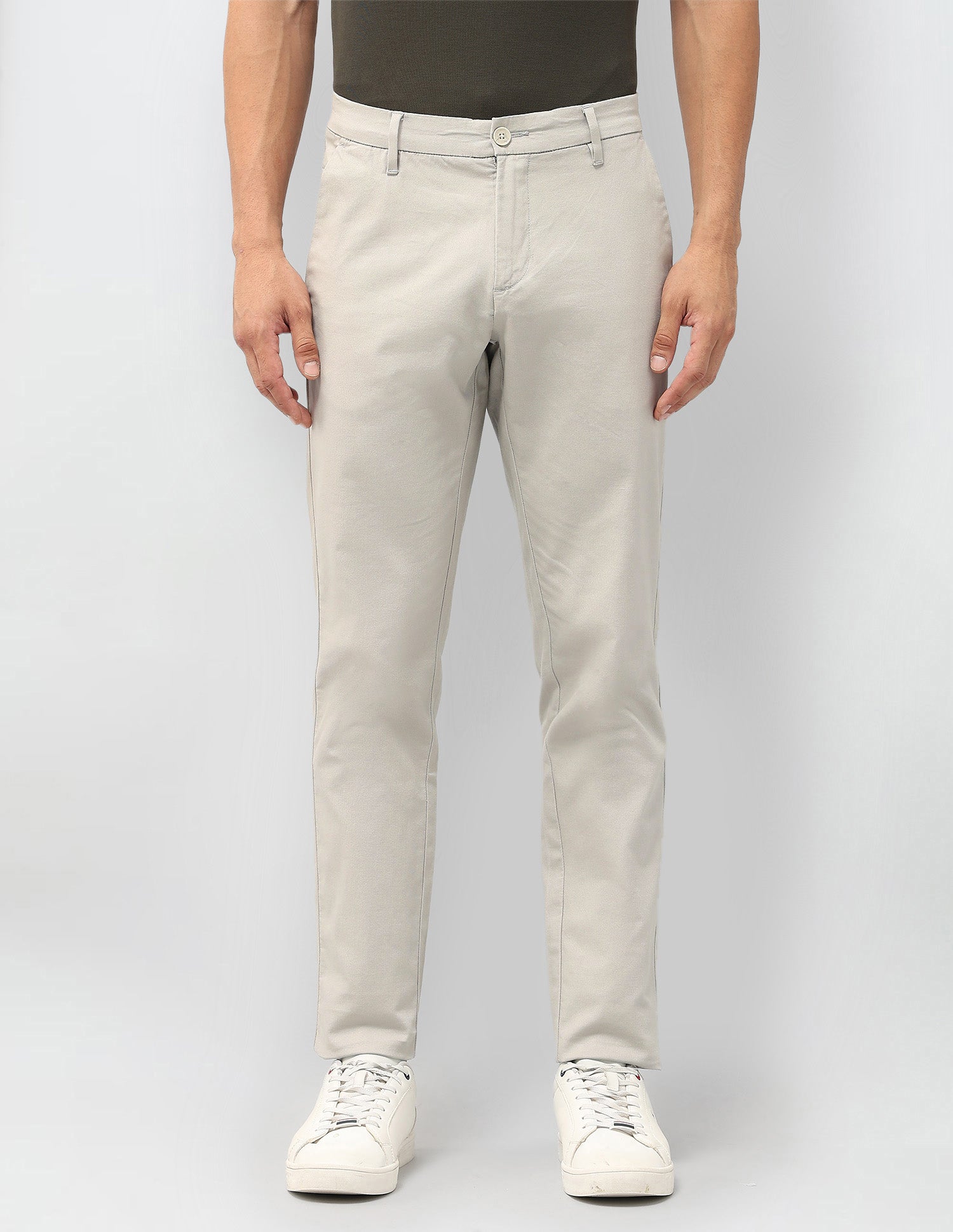 Textured Austin Slim Fit Trousers Ecru - U.S. POLO ASSN. | Large