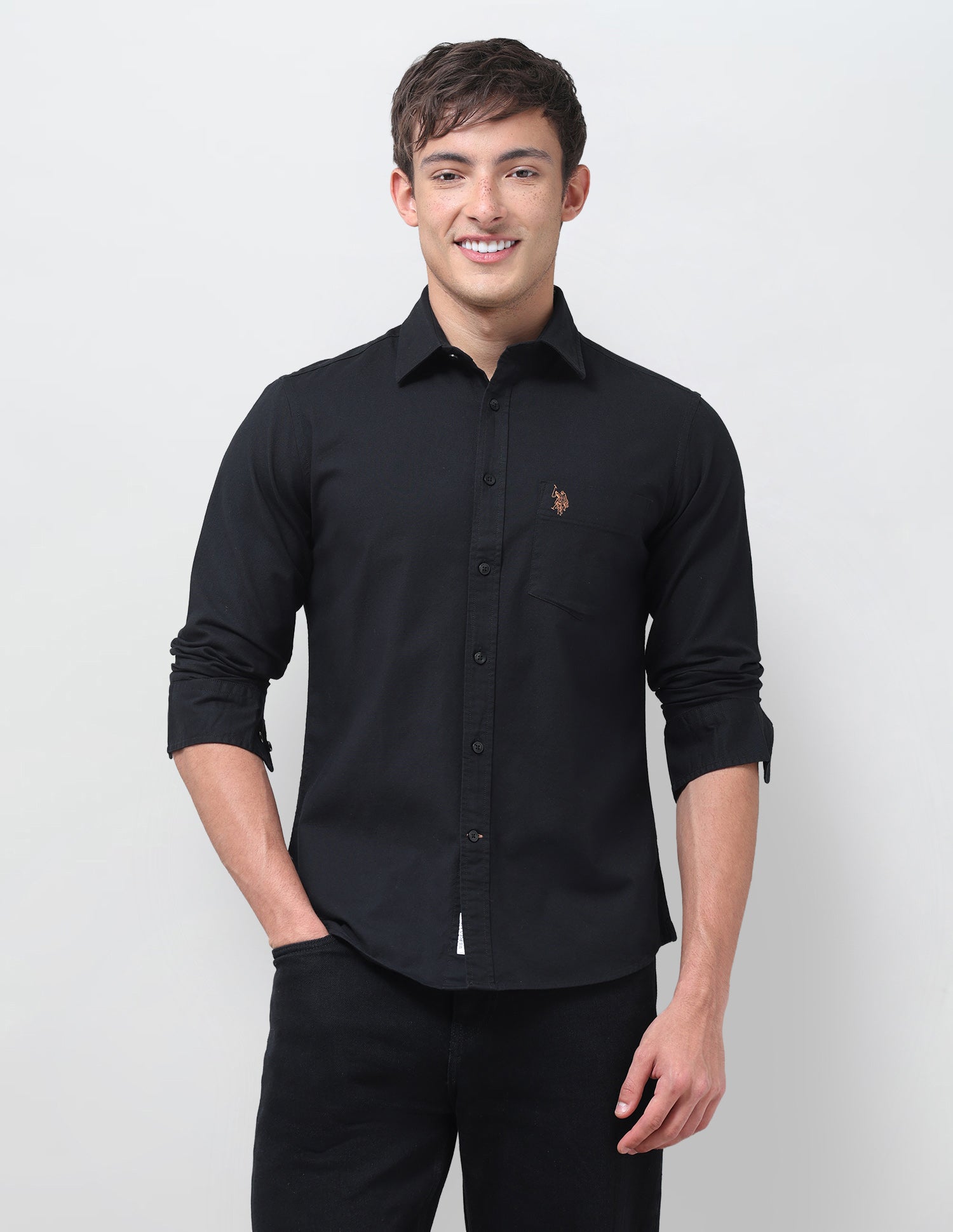 Tailored Fit Oxford Shirt Black - U.S. Polo Assn. India | Large