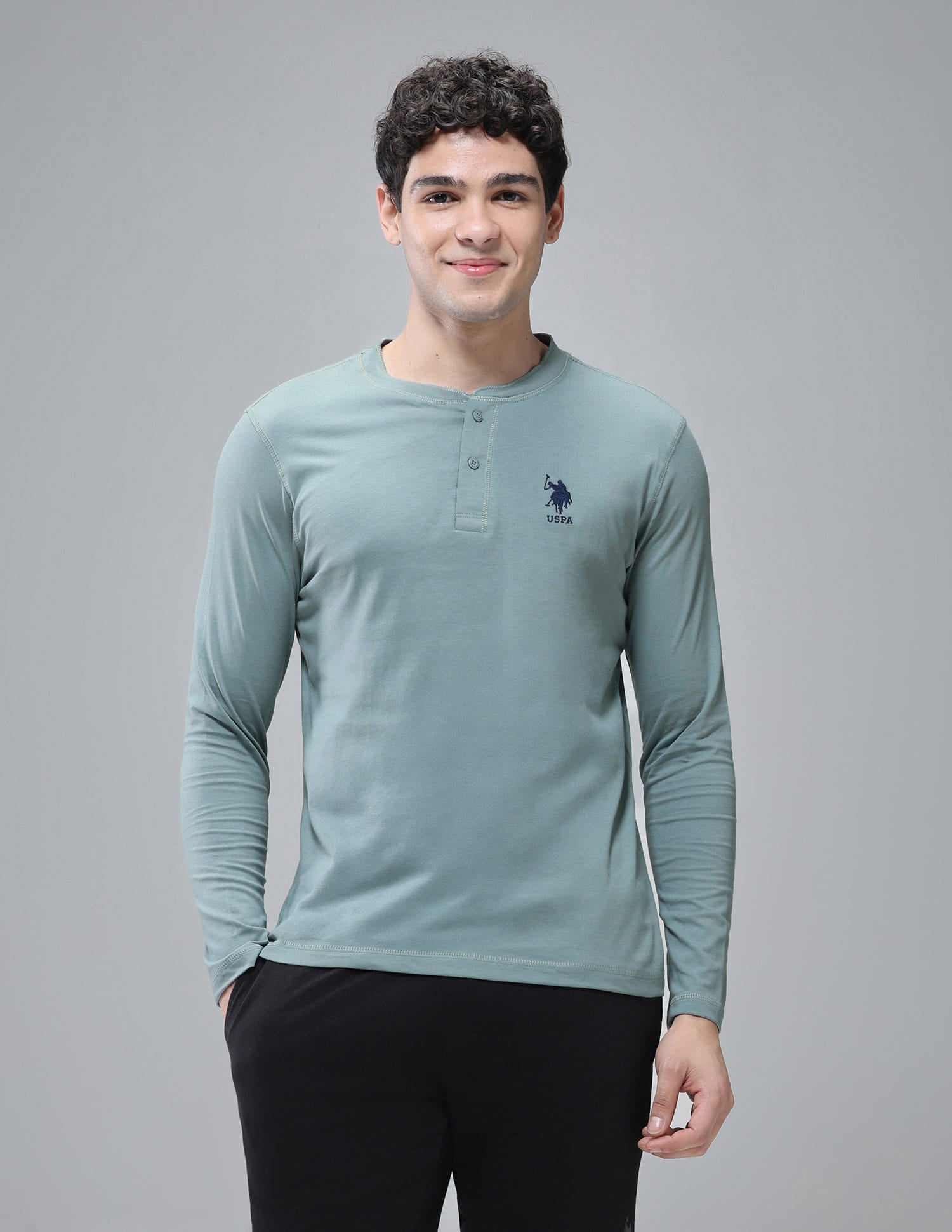 Henley Neck Solid I694 Lounge T-Shirt - Pack Of 1 Lead - U.S. Polo Assn. India | Large