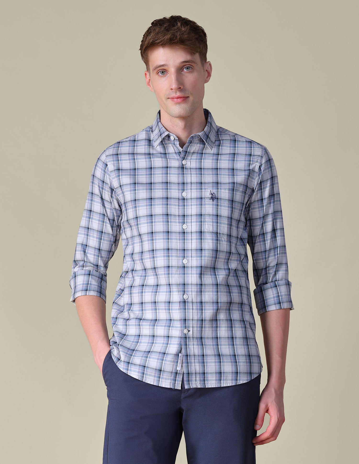 Tartan Checked Regular Fit Shirt Lavender - U.S. POLO ASSN. | Large