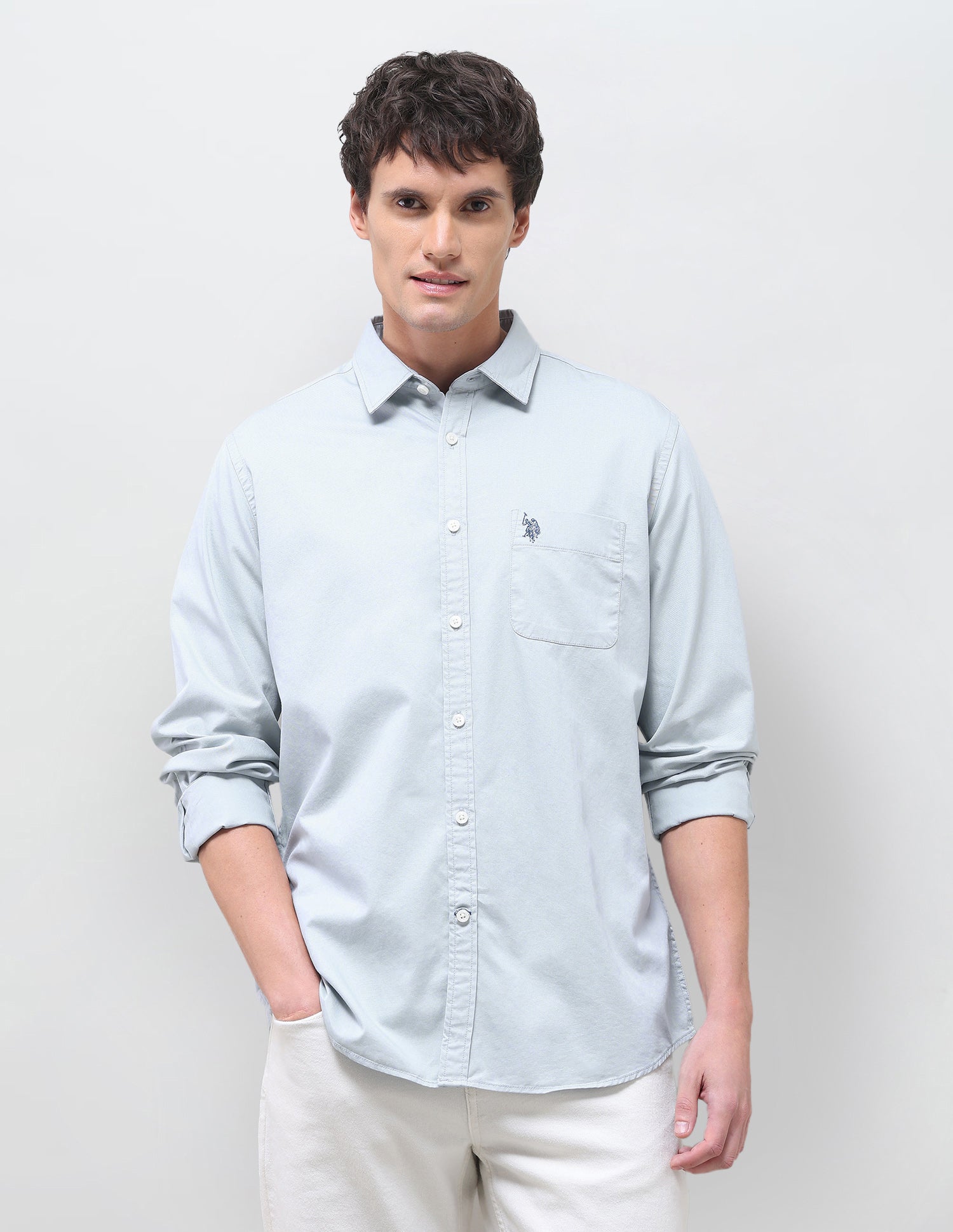 Twill Solid Shirt Blue - U.S. Polo Assn. India | Large