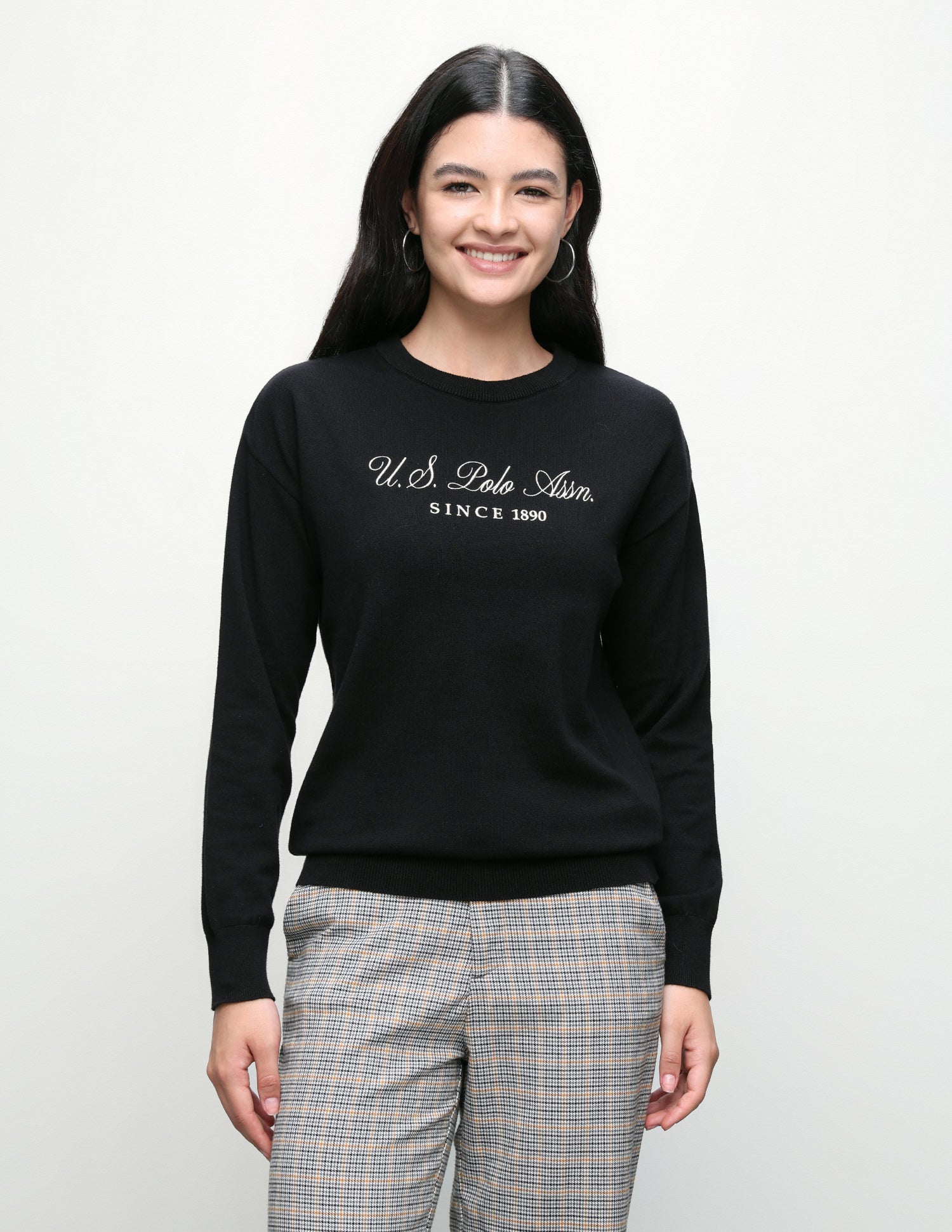 Brand Embroidered Regular Fit Sweater Black - U.S. Polo Assn. India | Large