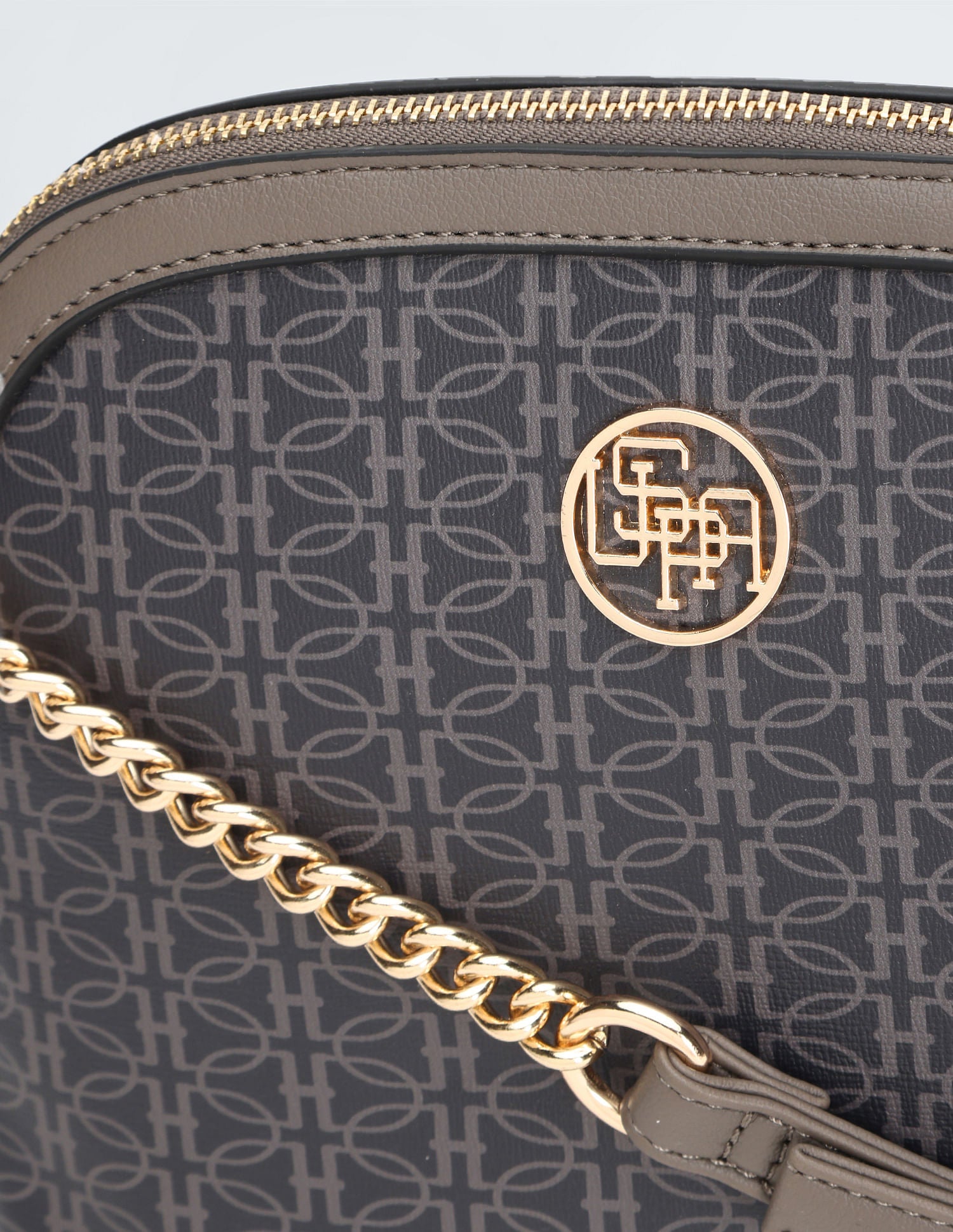 Chain Detail Dome Sling Bag Grey - U.S. POLO ASSN. | Large