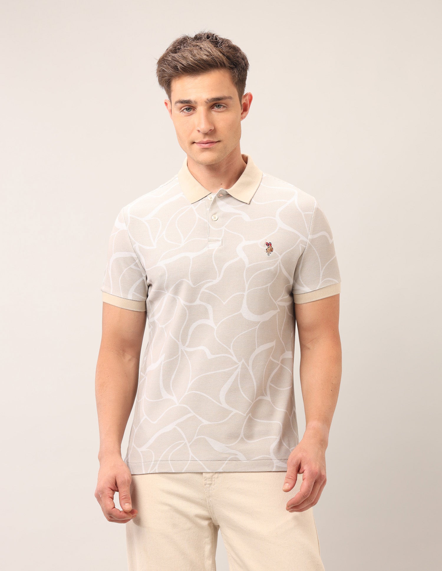 Muscle Fit Outdoor Polo Shirt Beige - U.S. Polo Assn. India | Large