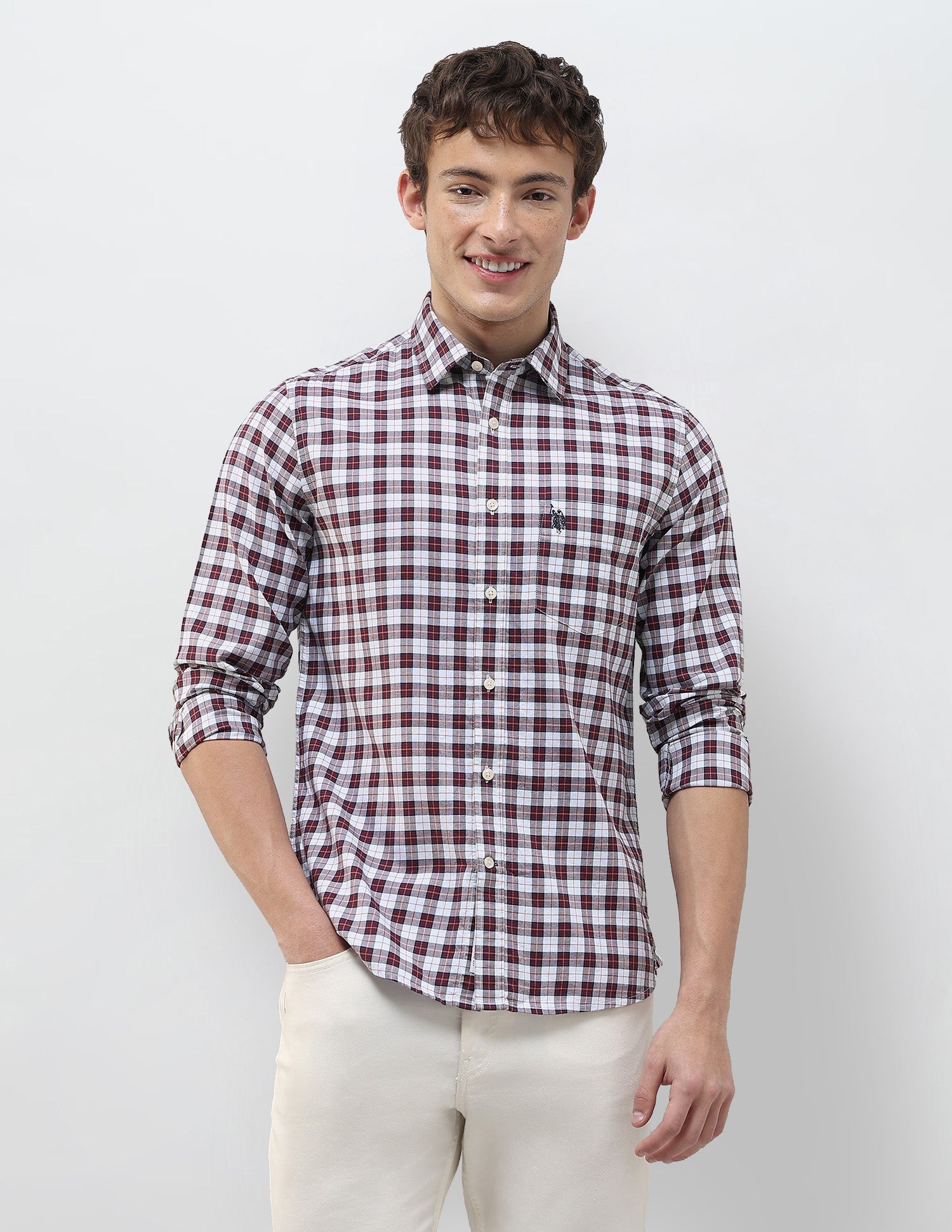 Plaid Checked Regular Fit Shirt Rust - U.S. Polo Assn. India | Large