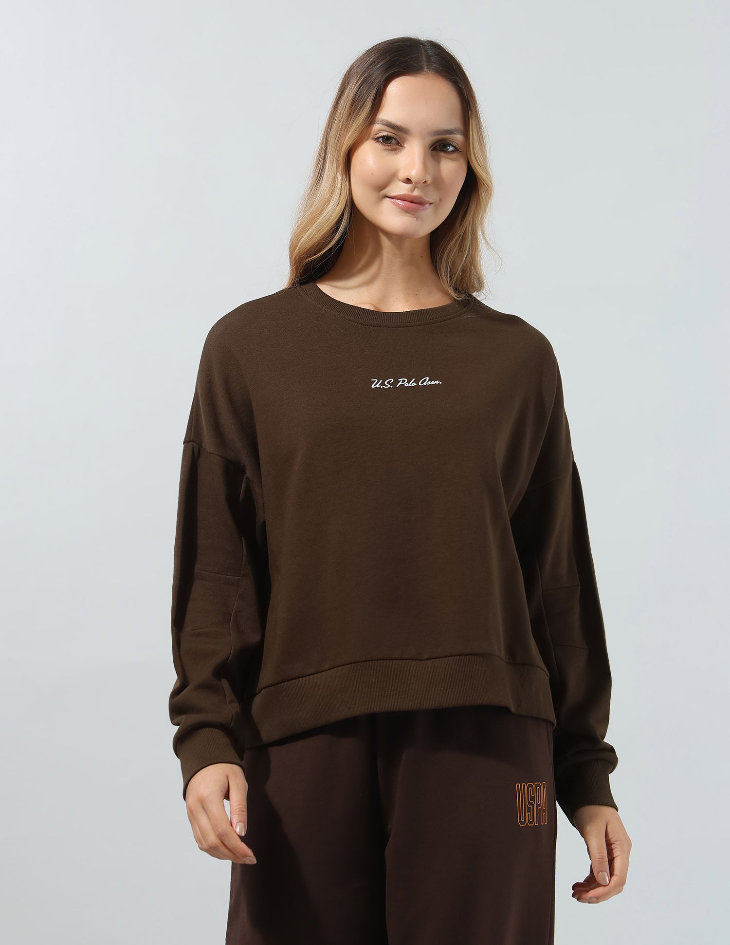 Solid Relaxed Fit Sweatshirt Brown - U.S. Polo Assn. India | Large