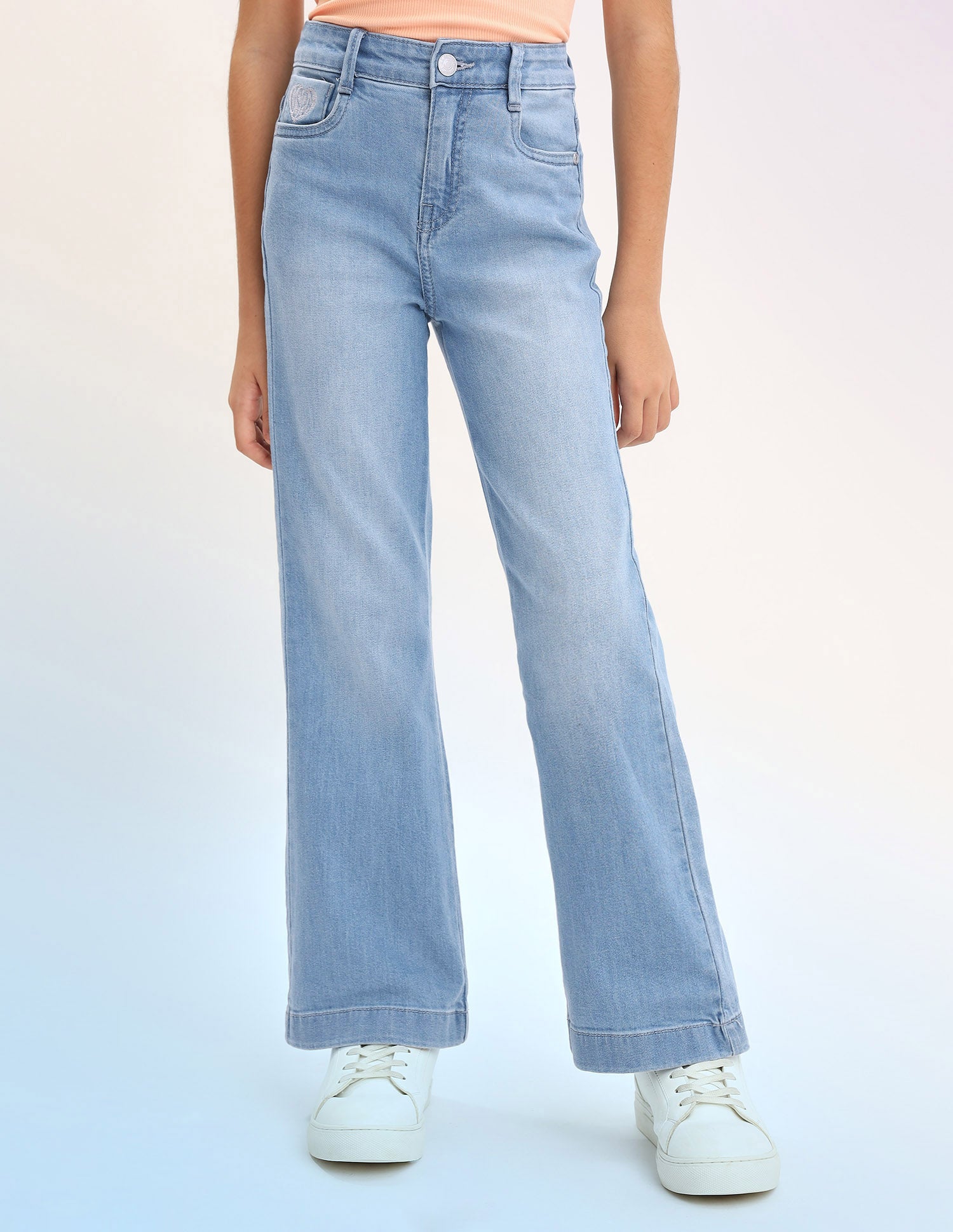 Girls Bootcut Fit Blue Jeans Light Blue - U.S. POLO ASSN. | Large