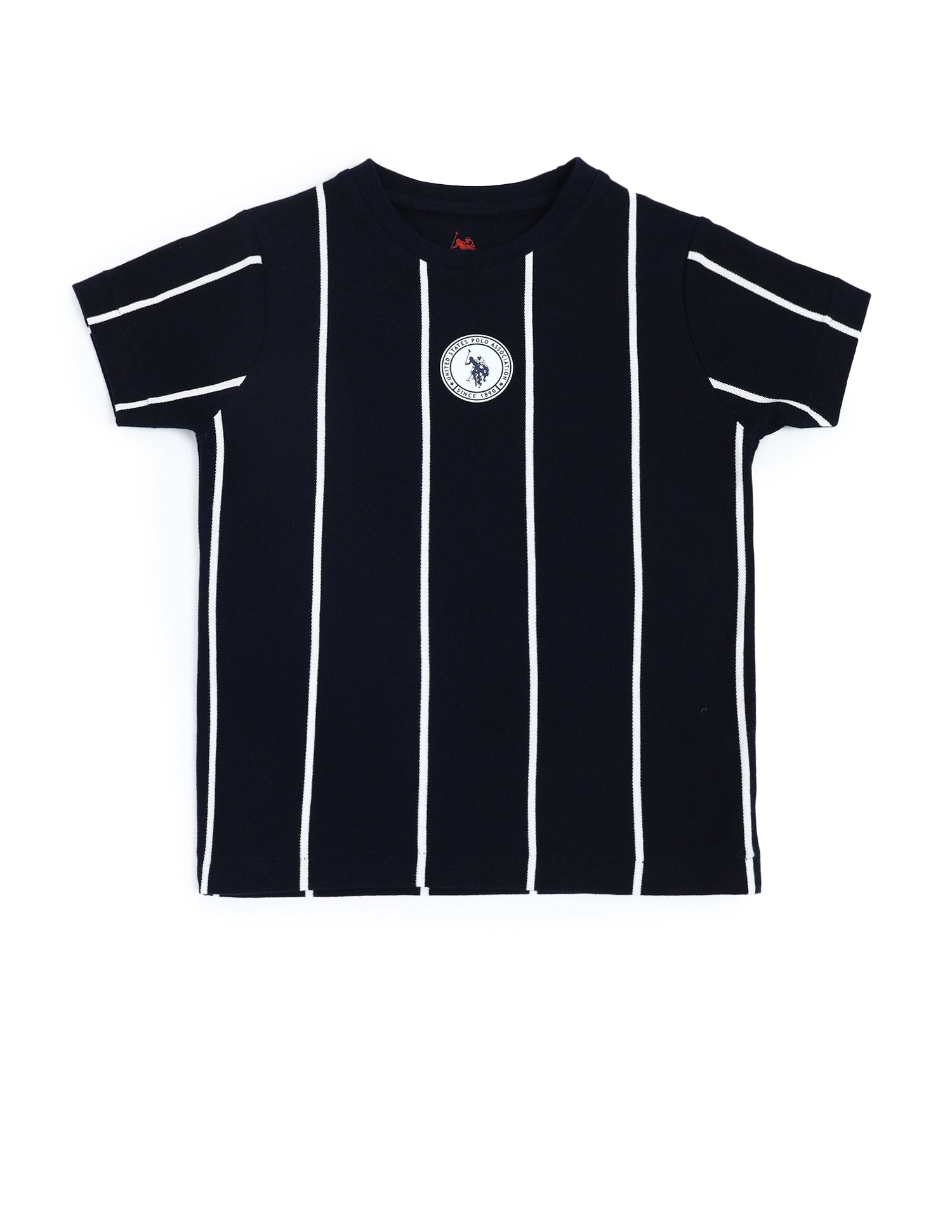 Boys Crew Neck Vertical Striped T-Shirt Multi - U.S. Polo Assn. India | Large