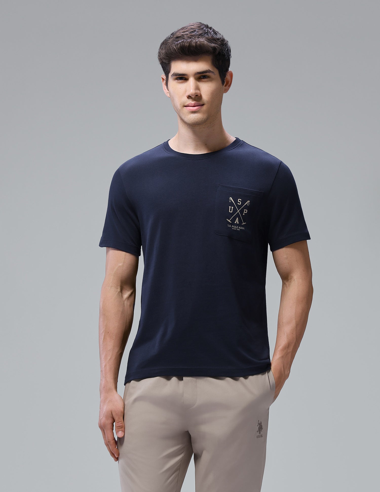 Solid Regular Fit Loungewear T-Shirt Navy - U.S. Polo Assn. India | Large