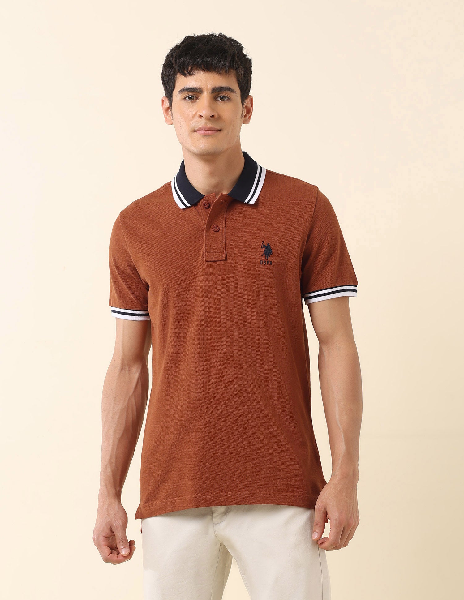 Pure Cotton Slim Fit Classic Polo Shirt Rust - U.S. Polo Assn. India | Large
