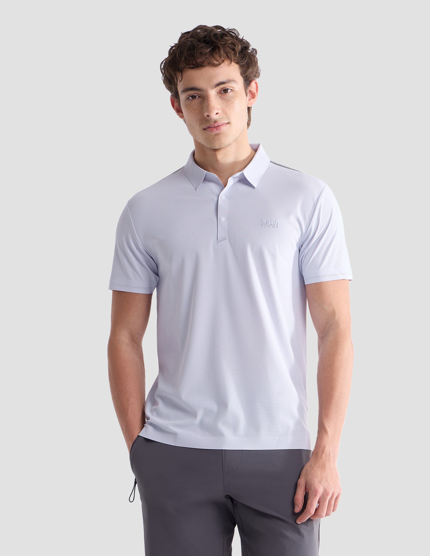 Solid Slim Fit Active Polo Shirt Light Blue - U.S. Polo Assn. India | Large
